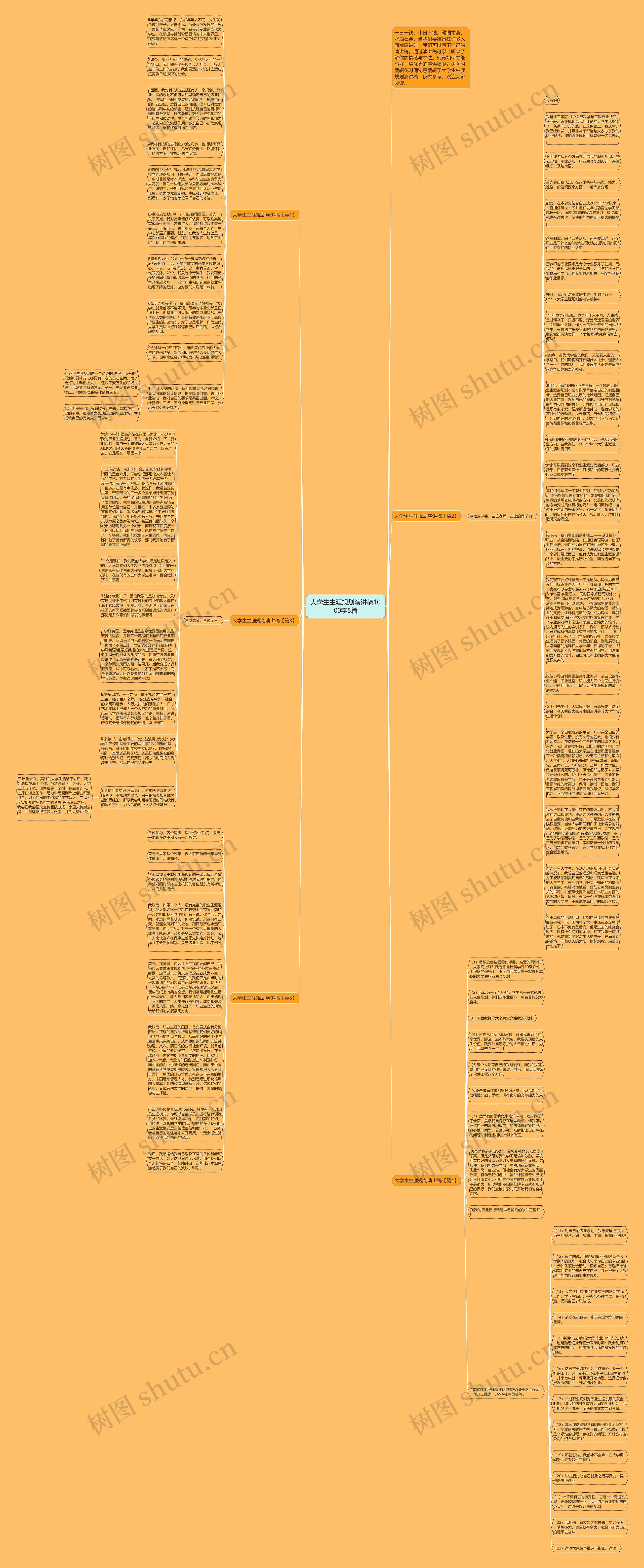 大学生生涯规划演讲稿1000字5篇思维导图