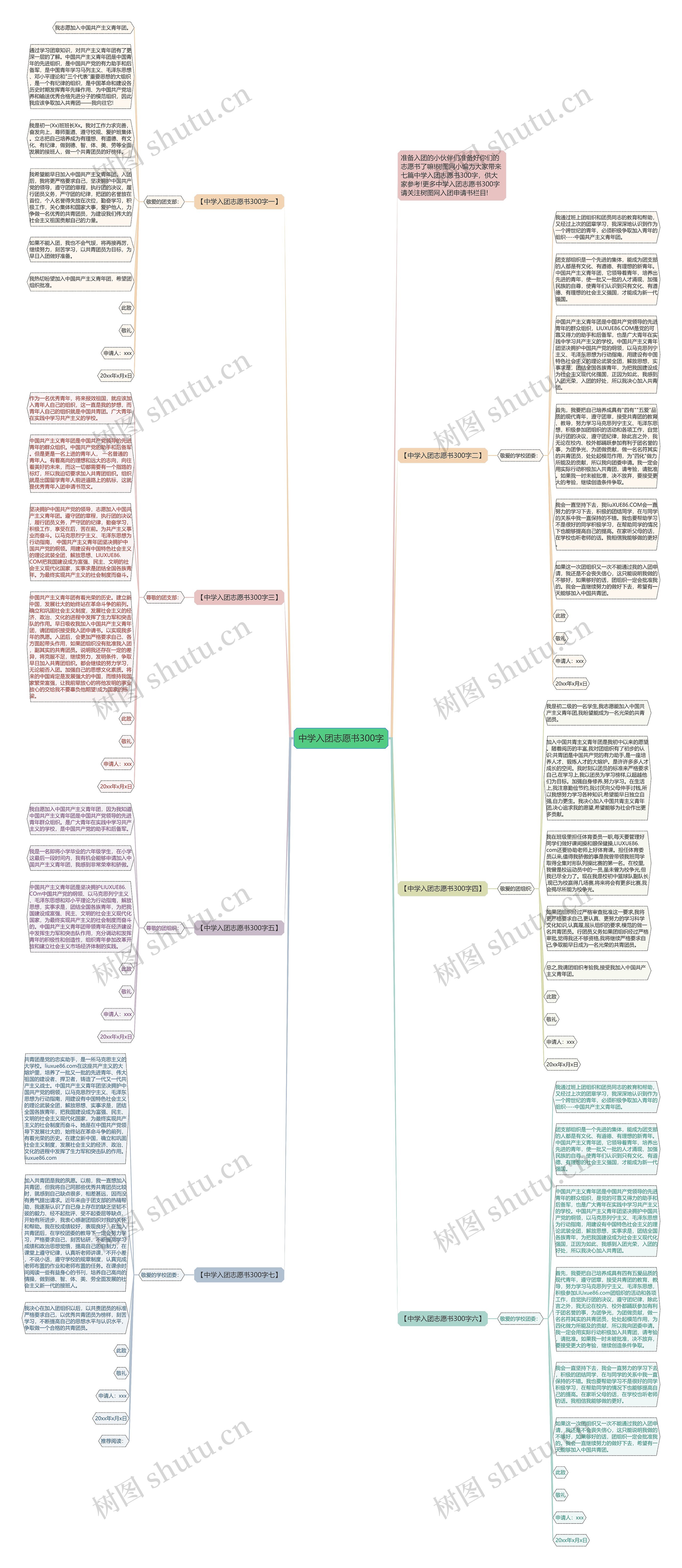 中学入团志愿书300字思维导图
