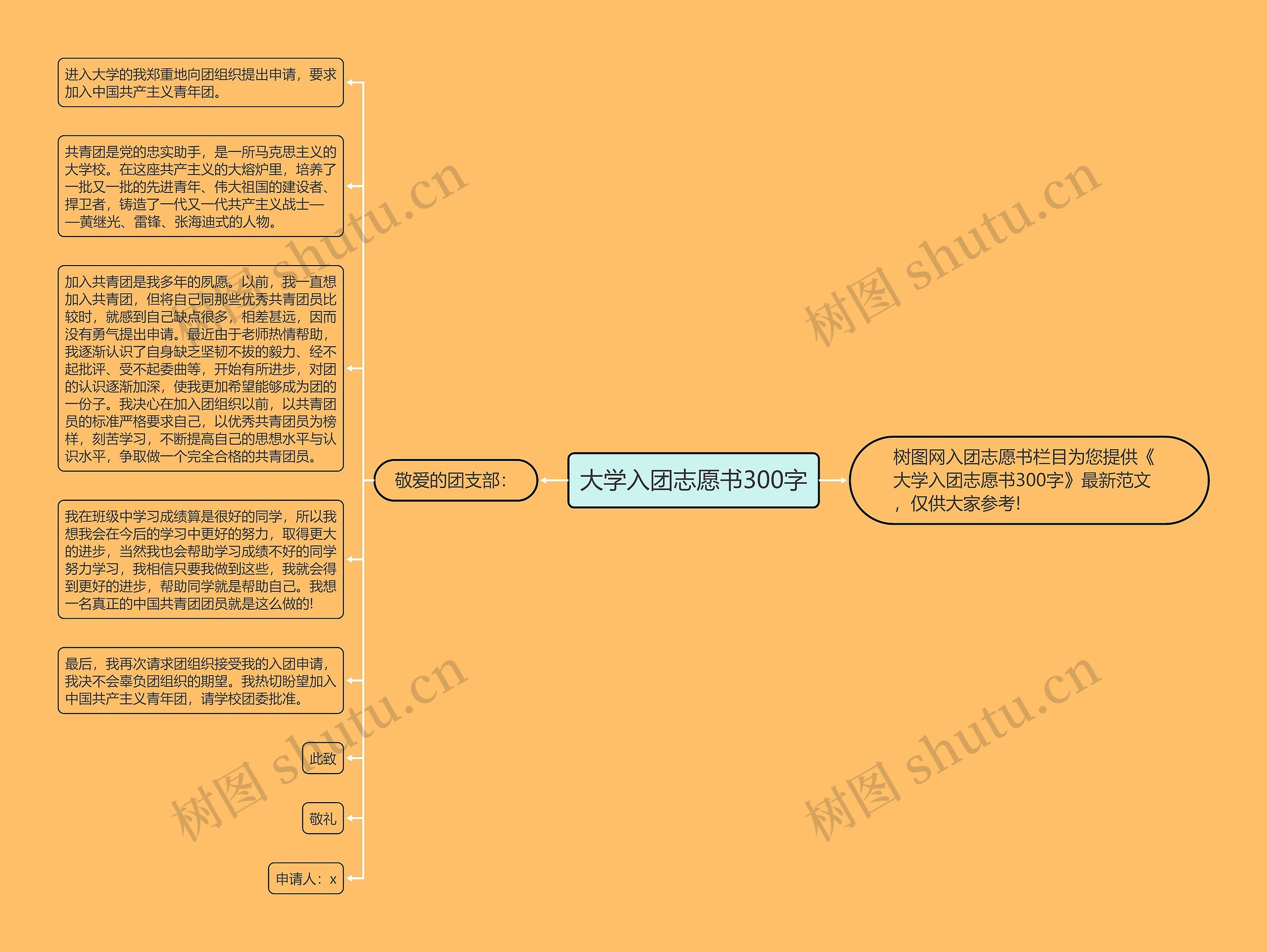 大学入团志愿书300字思维导图