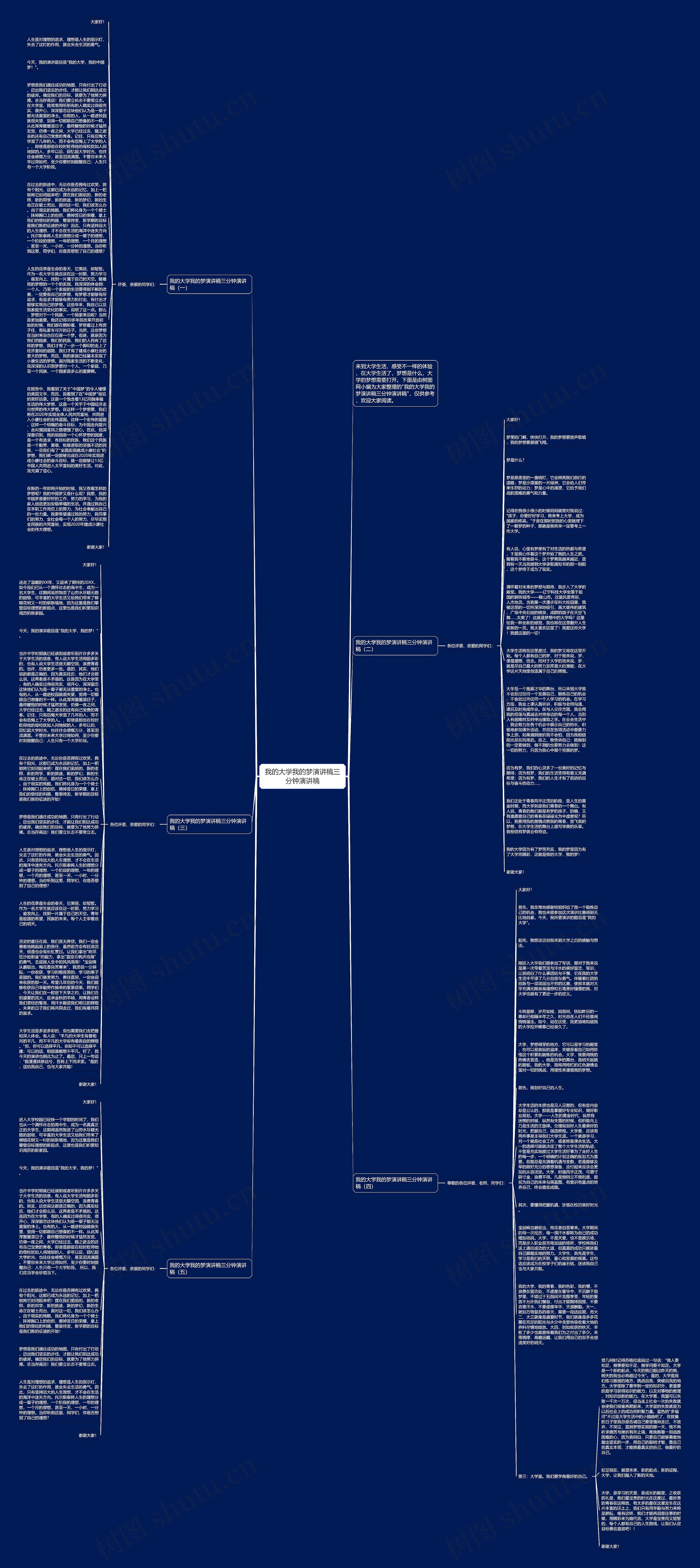 我的大学我的梦演讲稿三分钟演讲稿思维导图