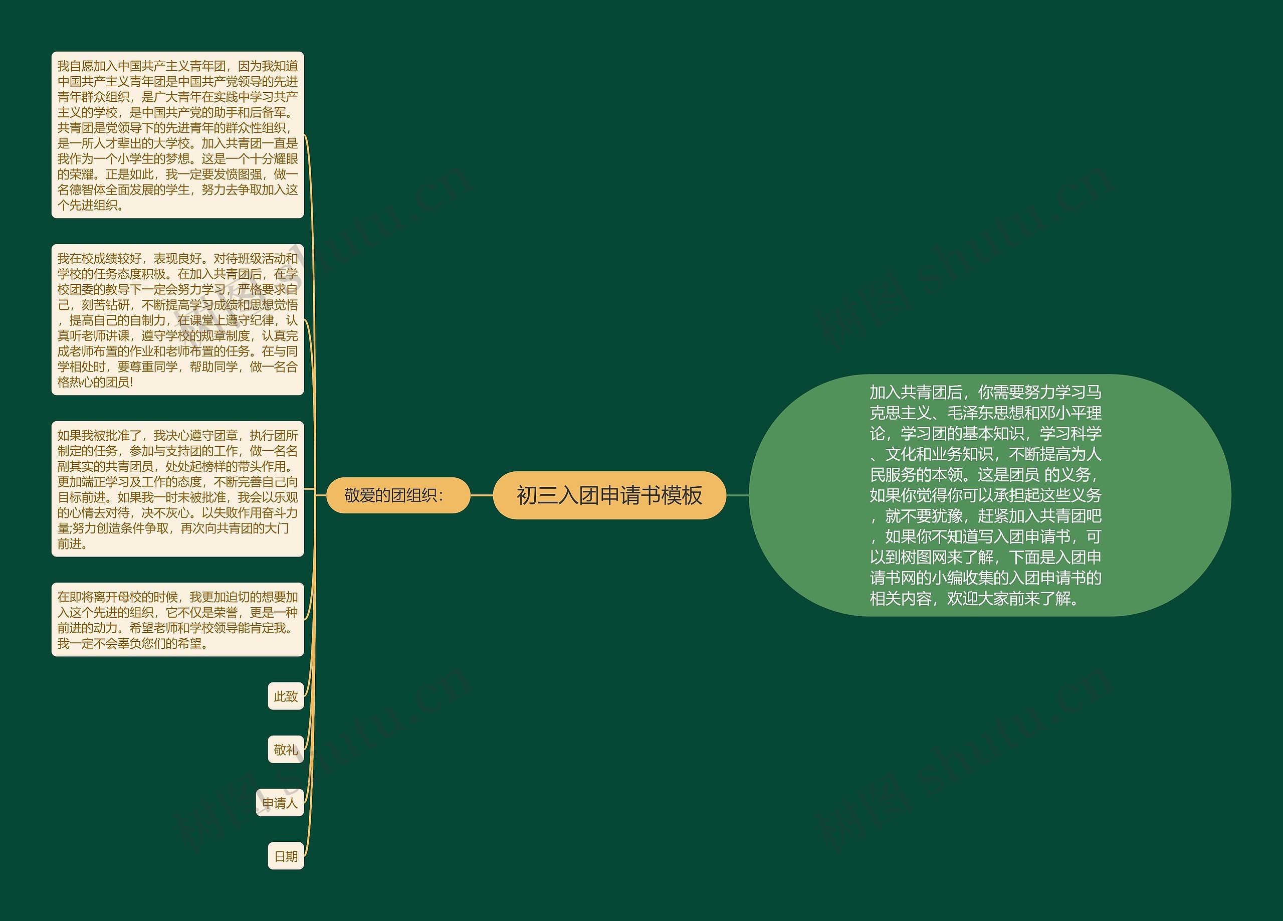 初三入团申请书思维导图