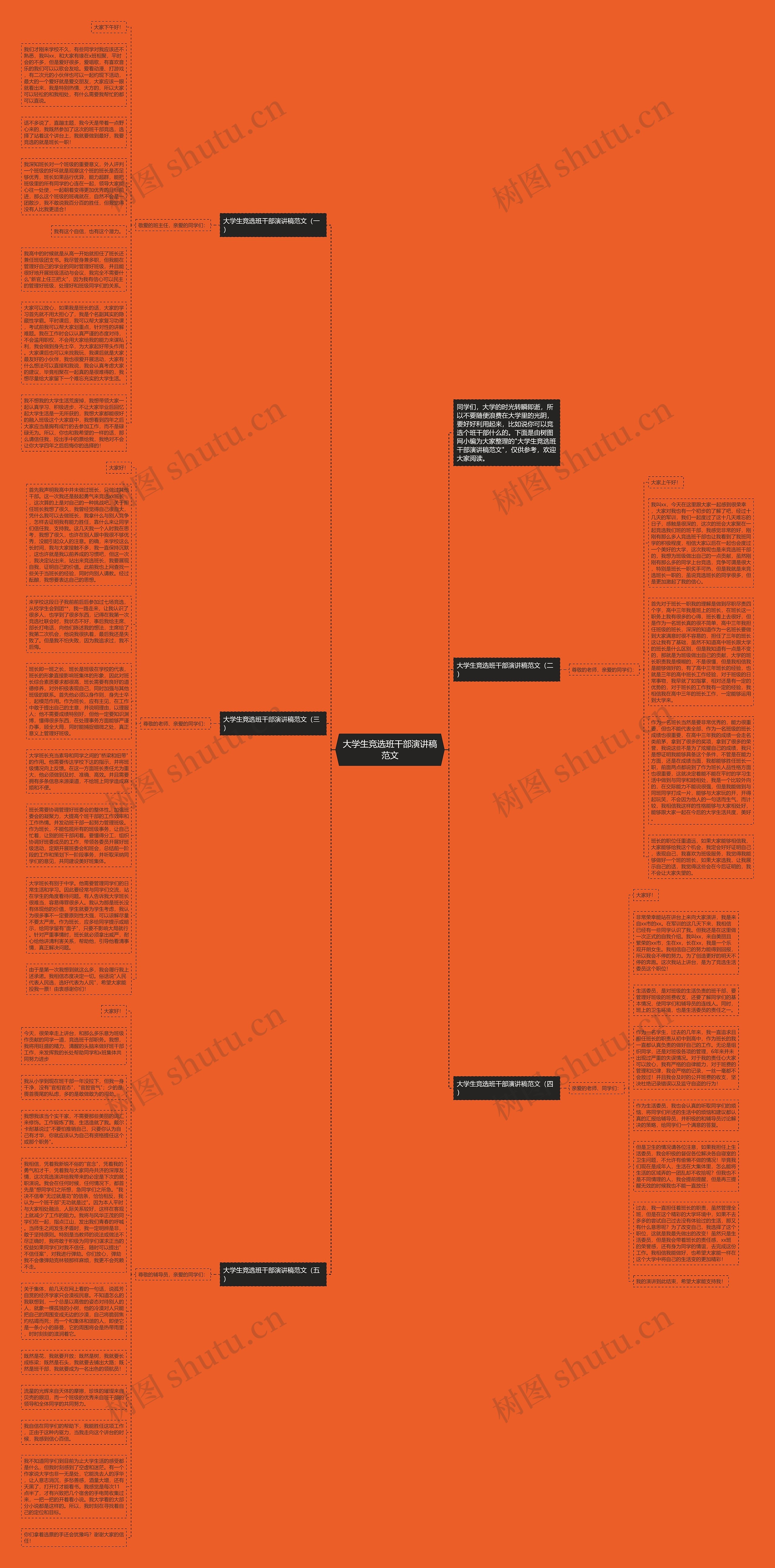 大学生竞选班干部演讲稿范文思维导图