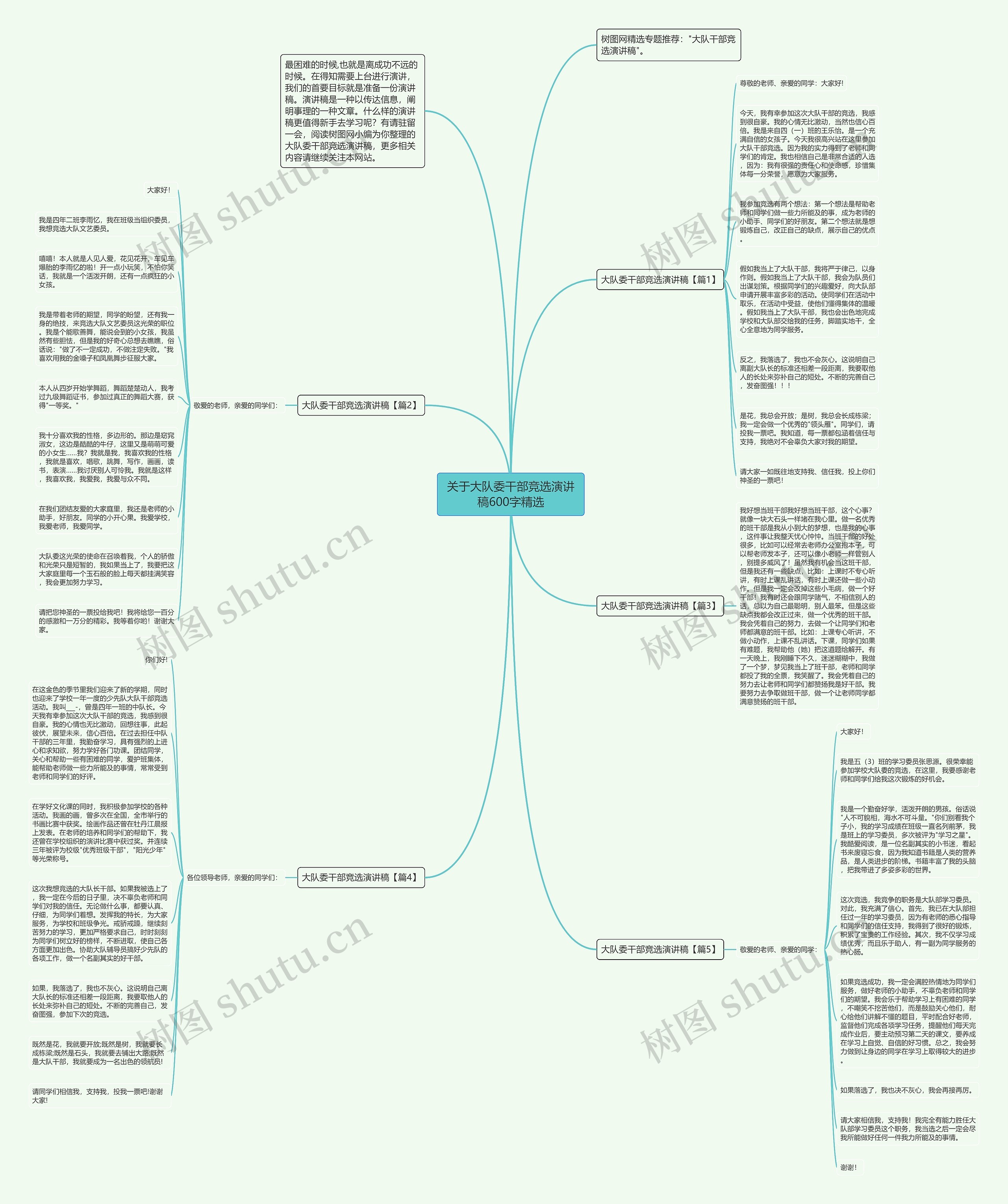 关于大队委干部竞选演讲稿600字精选思维导图