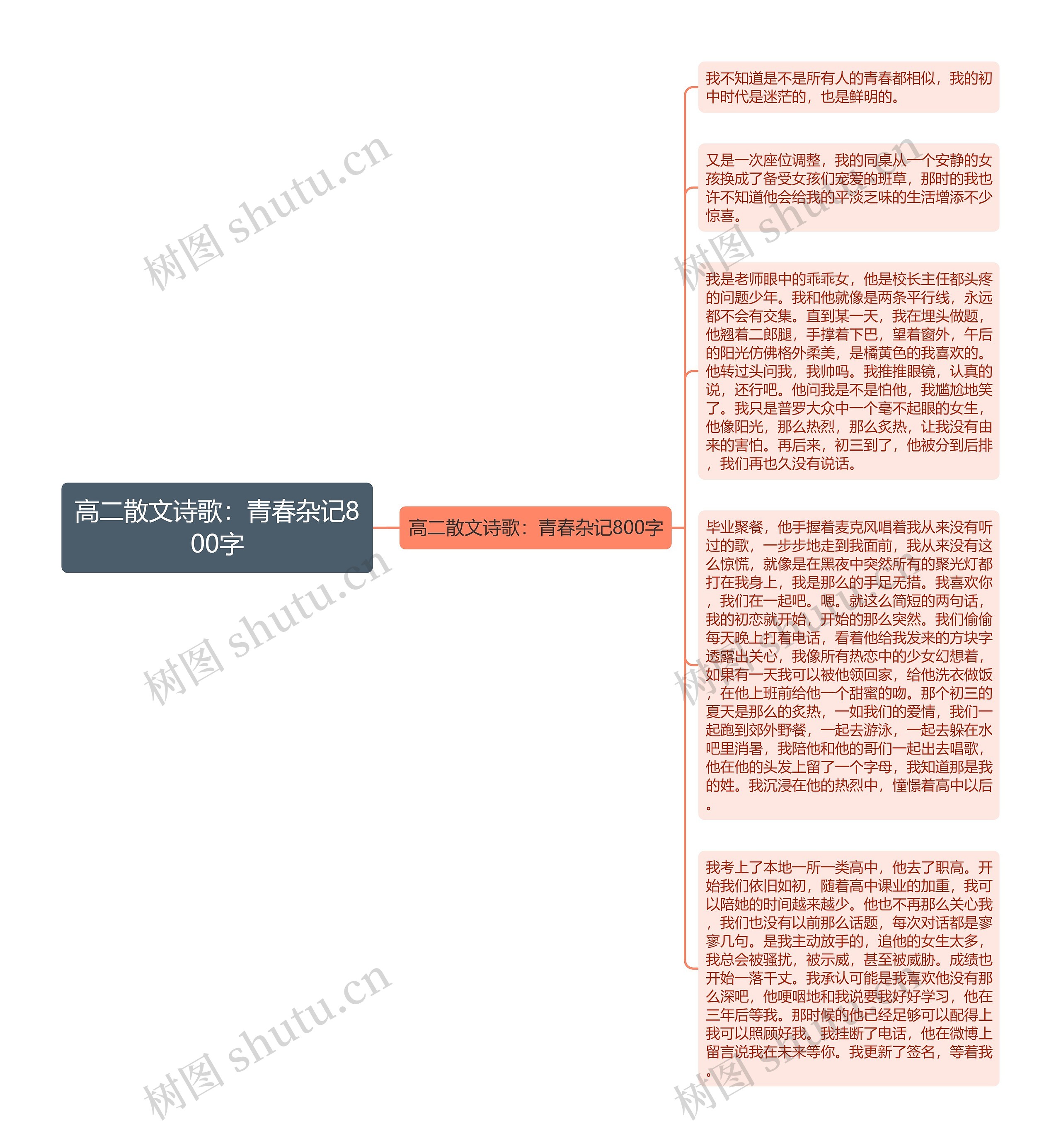 高二散文诗歌：青春杂记800字思维导图