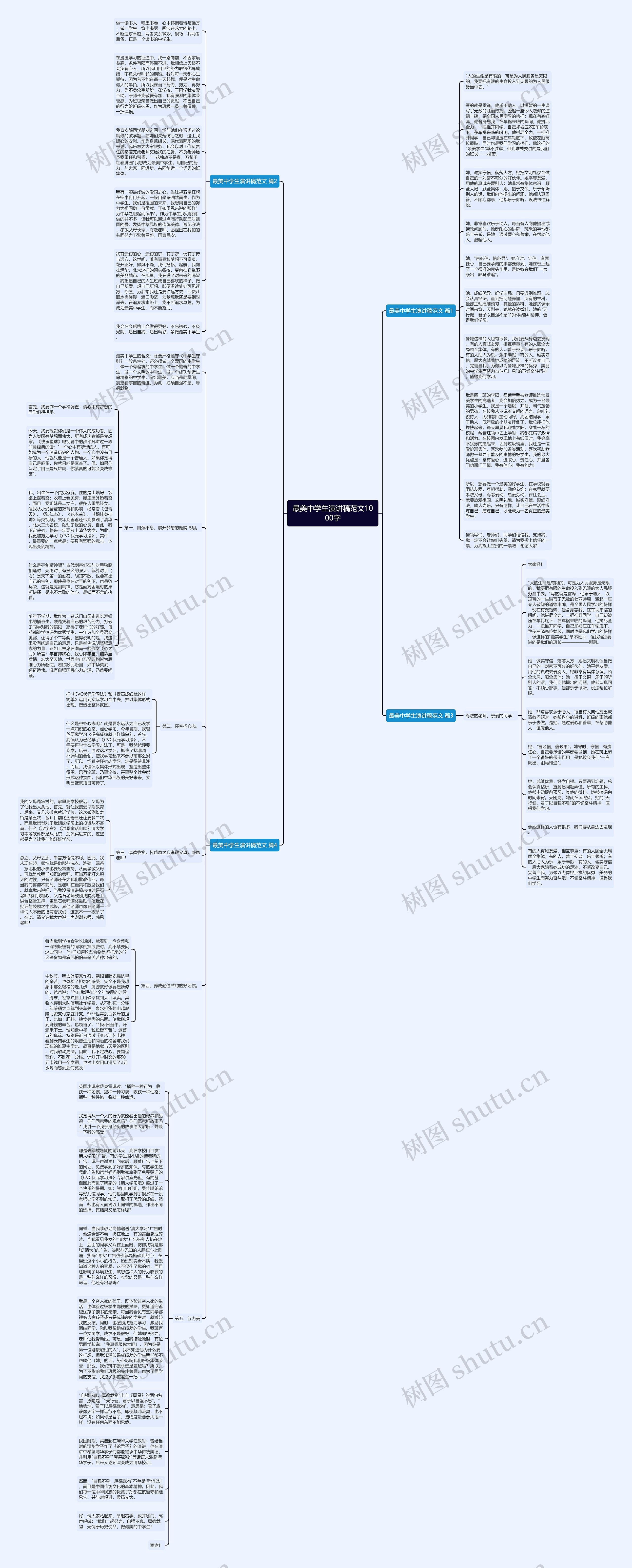 最美中学生演讲稿范文1000字思维导图