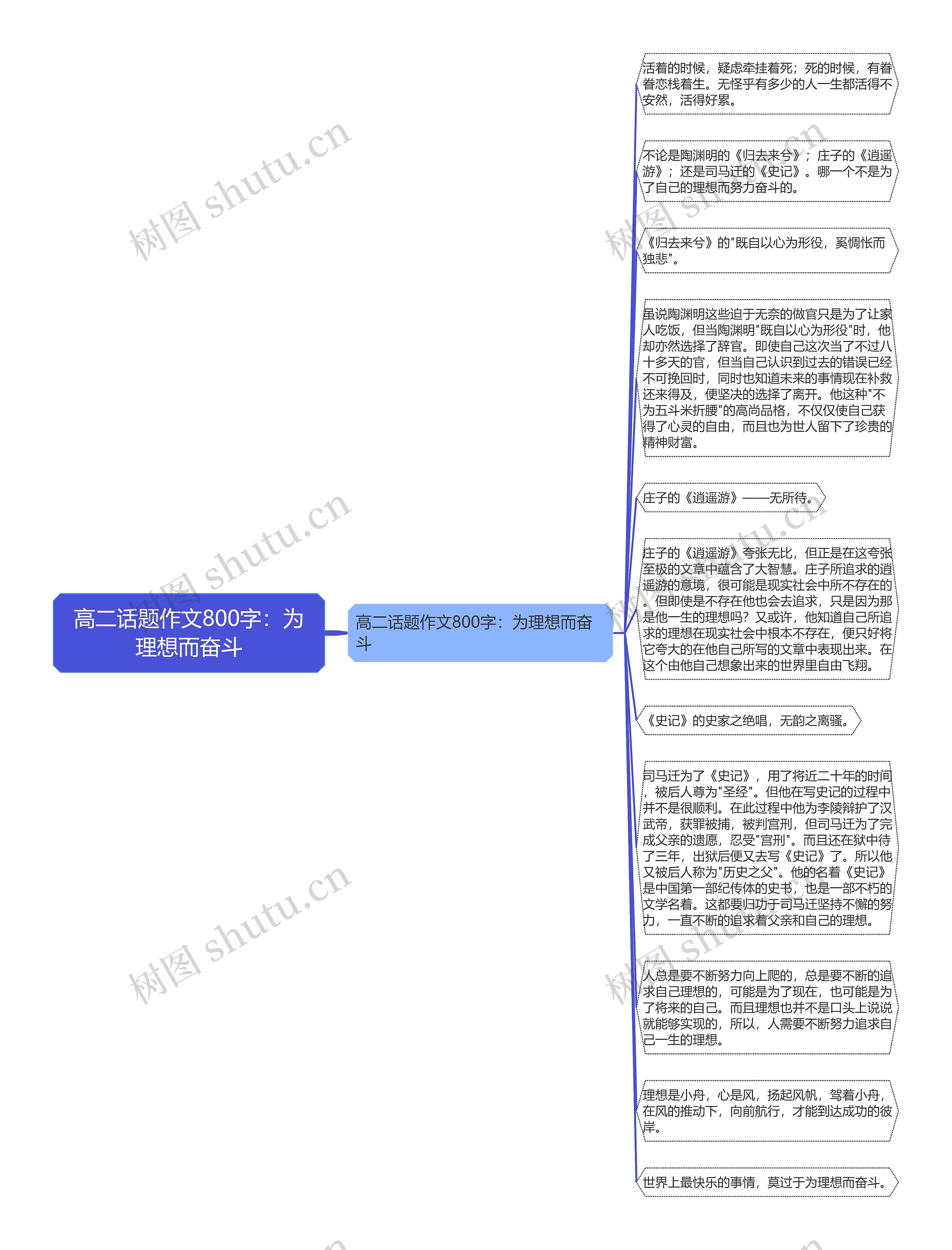 高二话题作文800字：为理想而奋斗思维导图