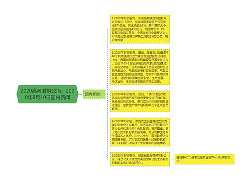 2020高考时事政治：2020年8月10日国内新闻