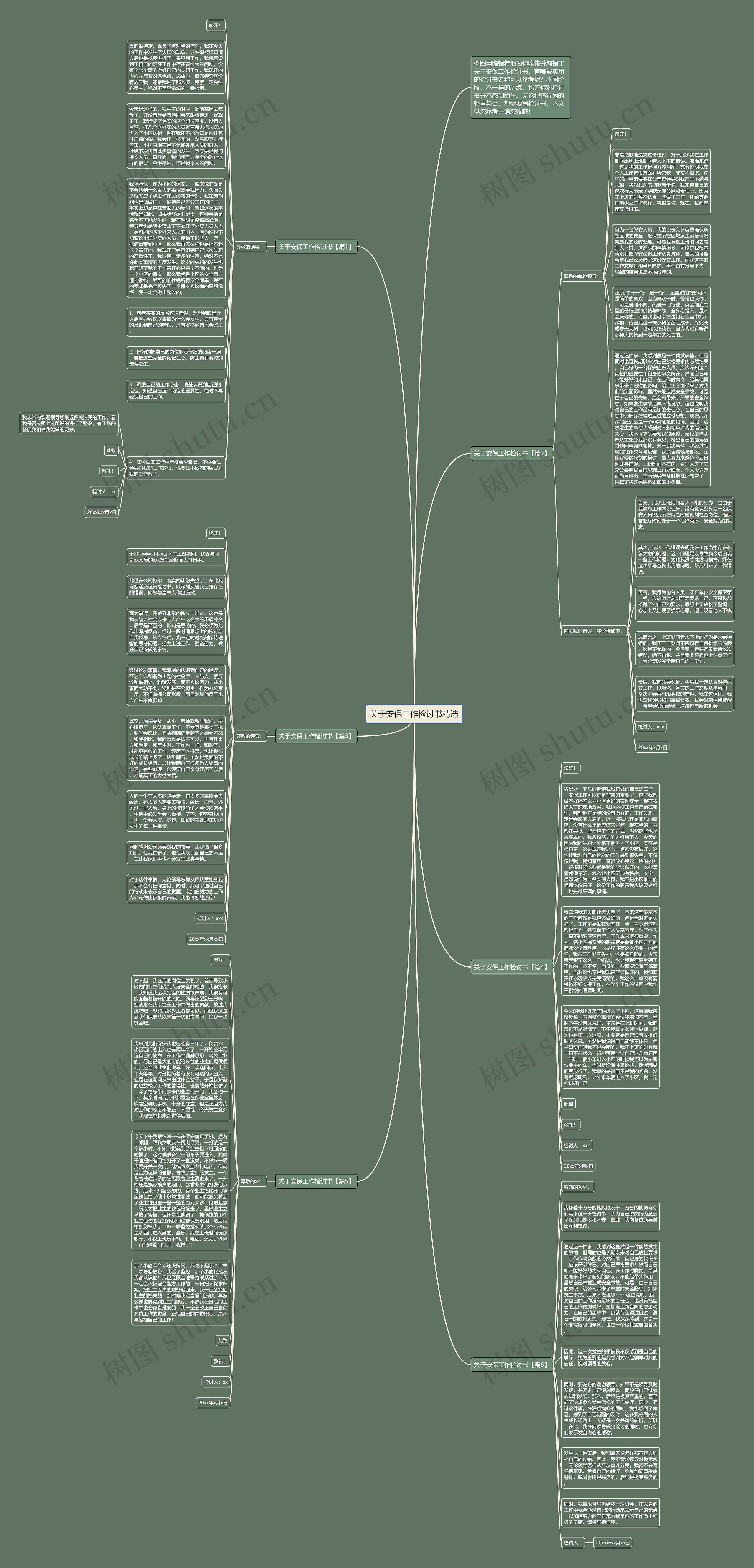 关于安保工作检讨书精选思维导图