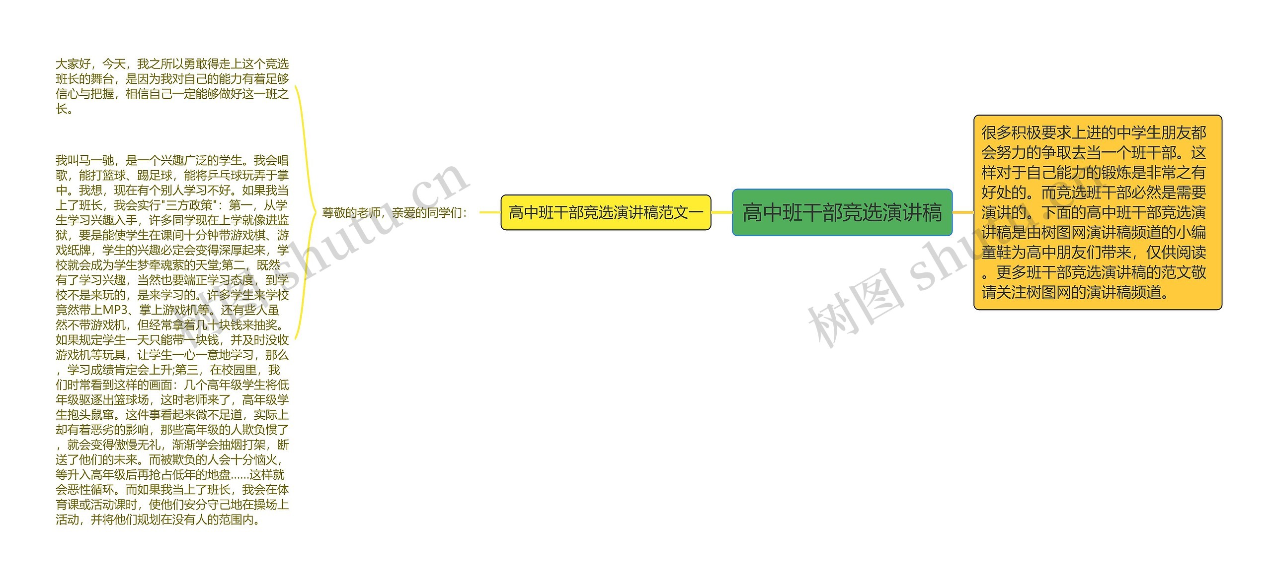 高中班干部竞选演讲稿思维导图