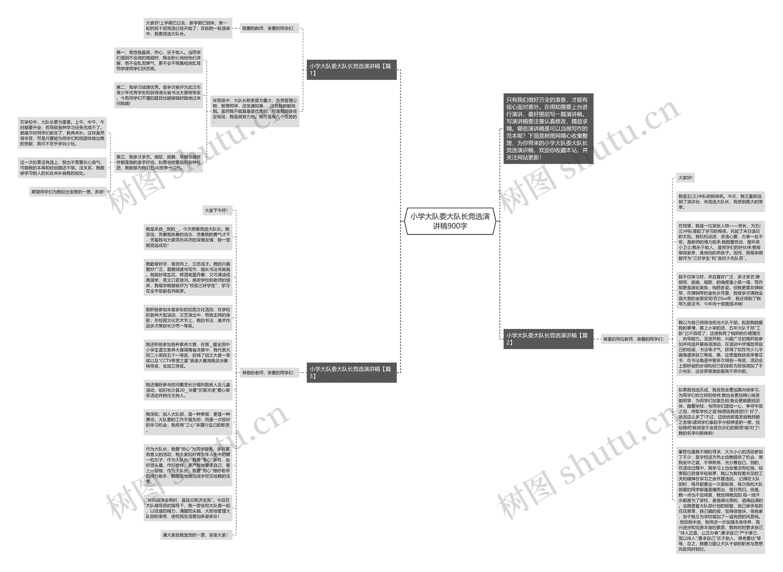 小学大队委大队长竞选演讲稿900字思维导图