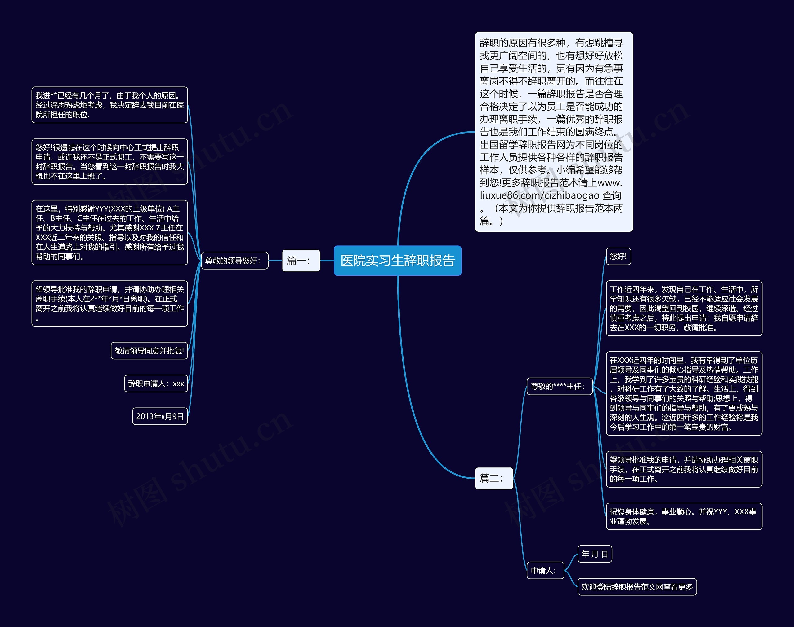 医院实习生辞职报告思维导图