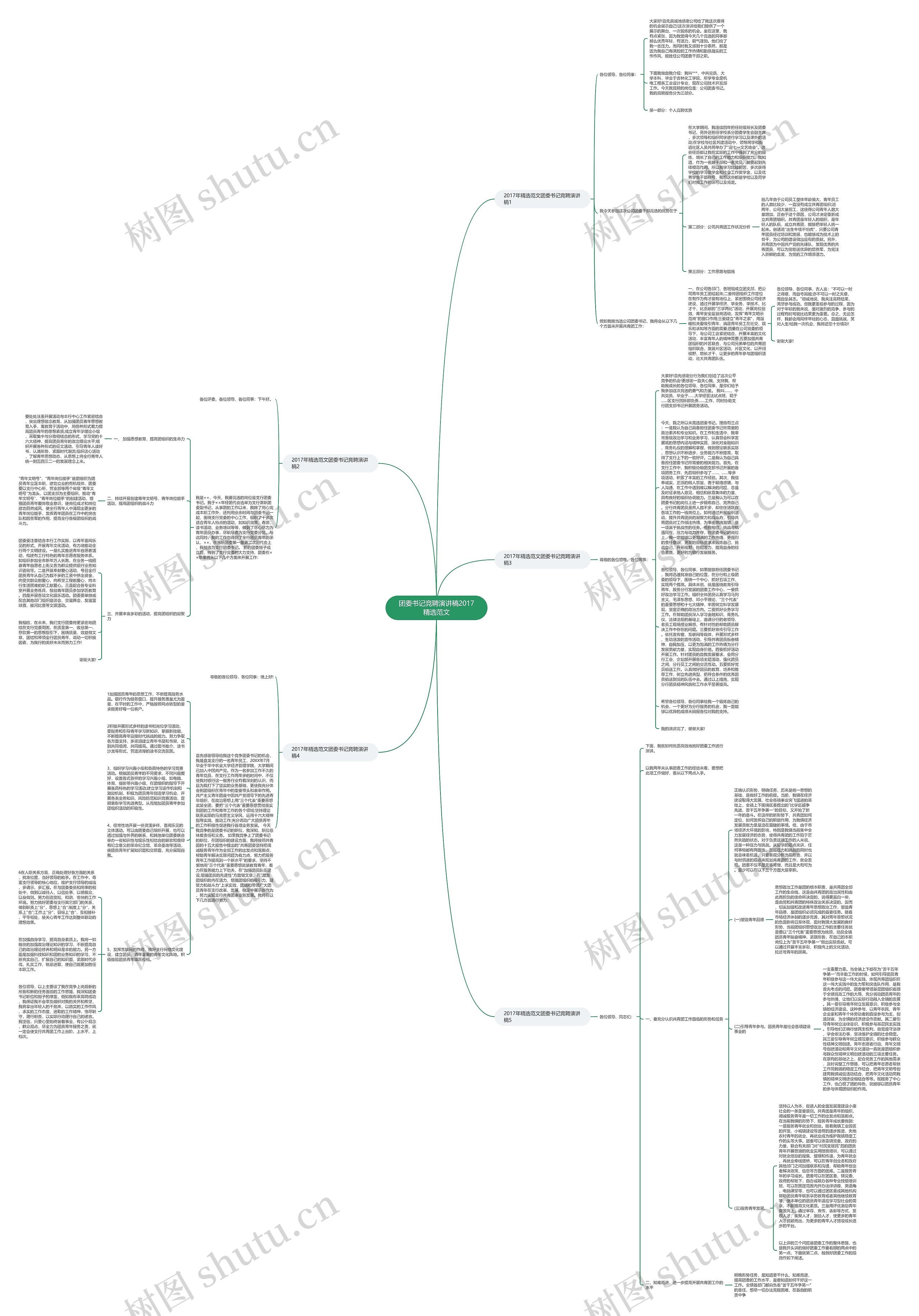 团委书记竞聘演讲稿2017精选范文思维导图