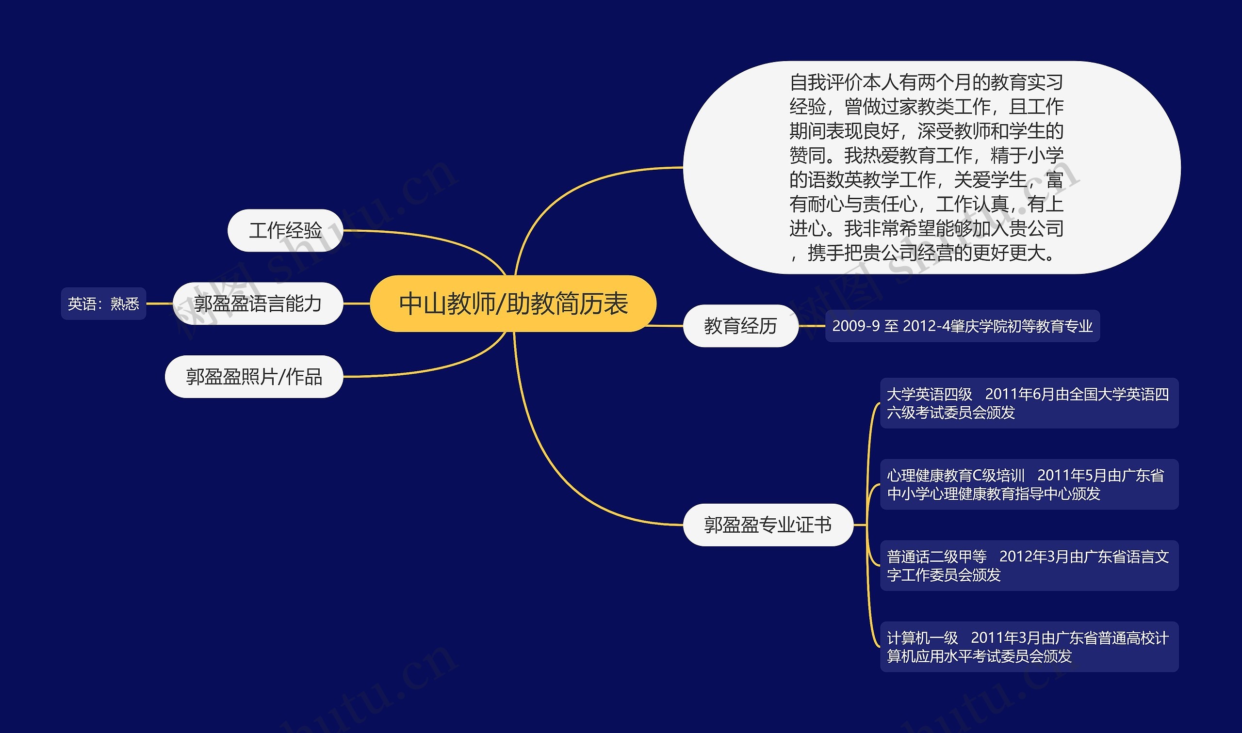 中山教师/助教简历表