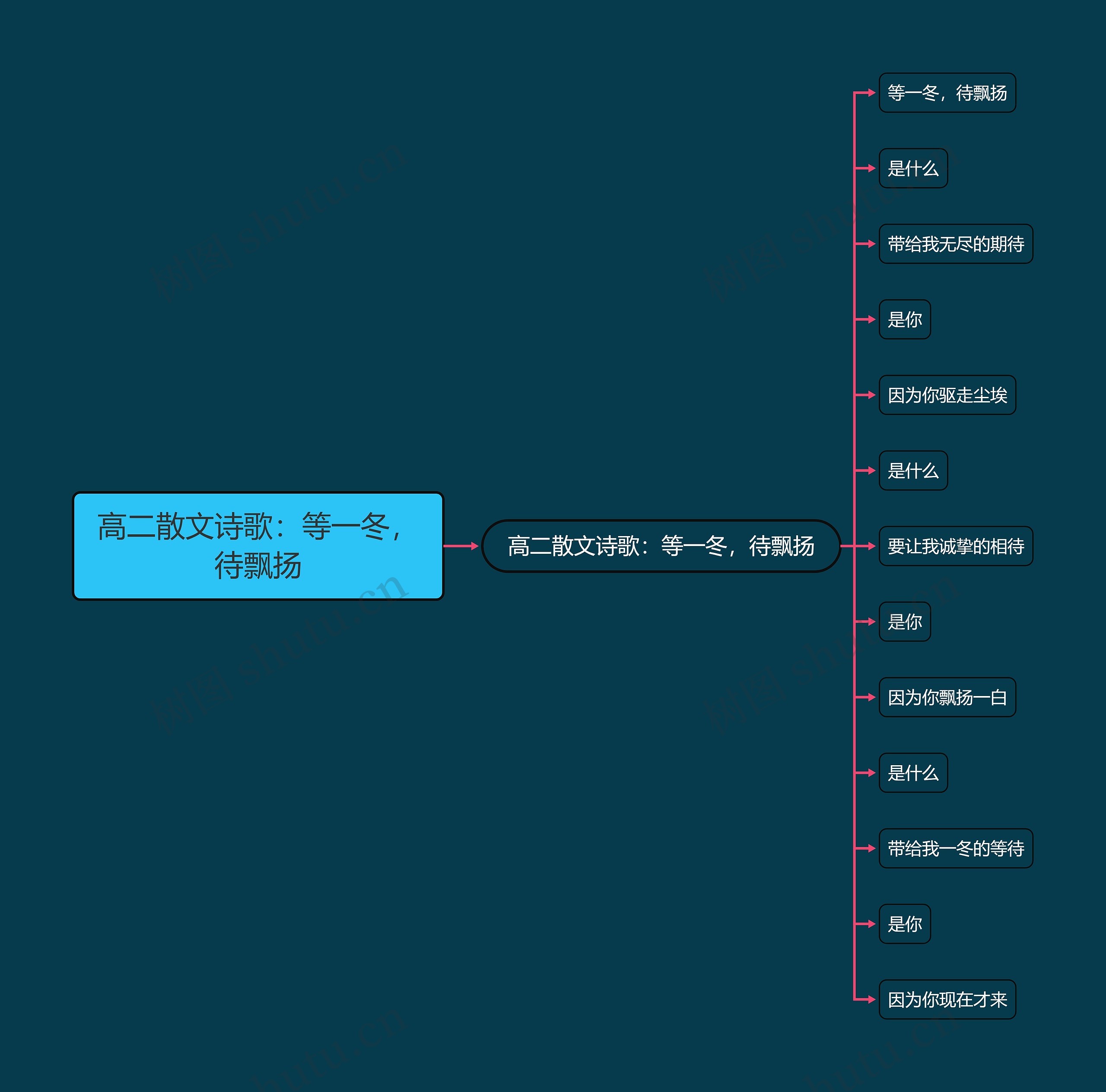 高二散文诗歌：等一冬，待飘扬思维导图