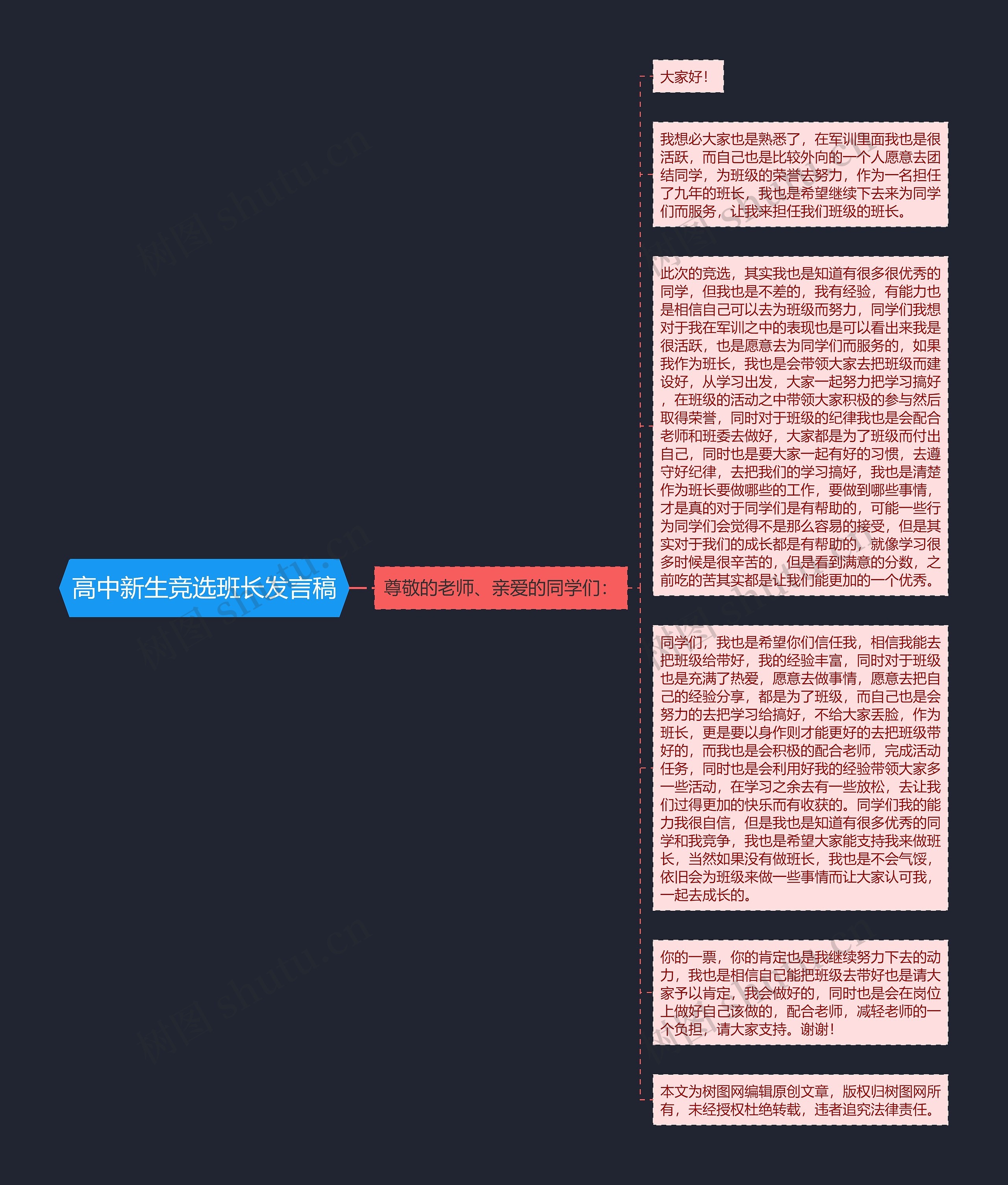 高中新生竞选班长发言稿思维导图