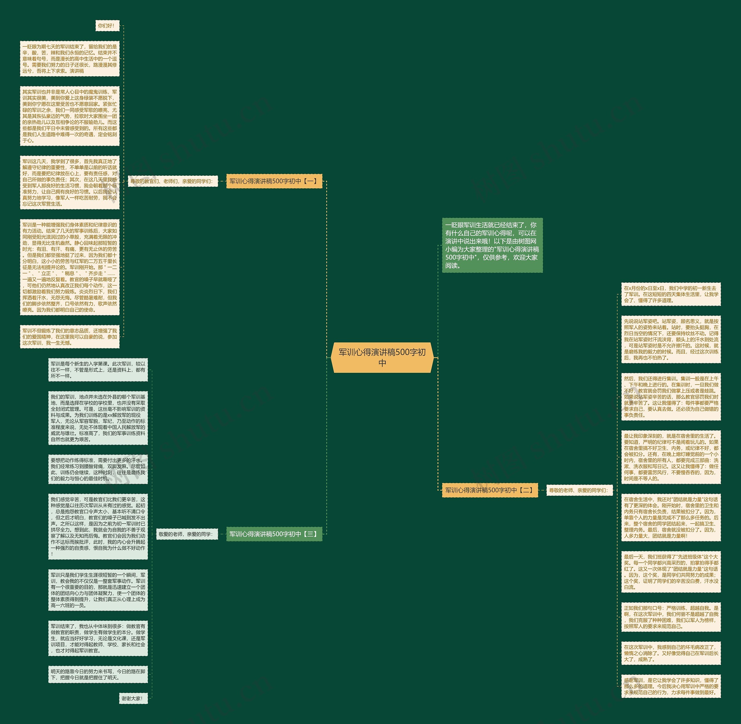 军训心得演讲稿500字初中思维导图