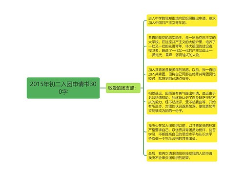 2015年初二入团申请书300字