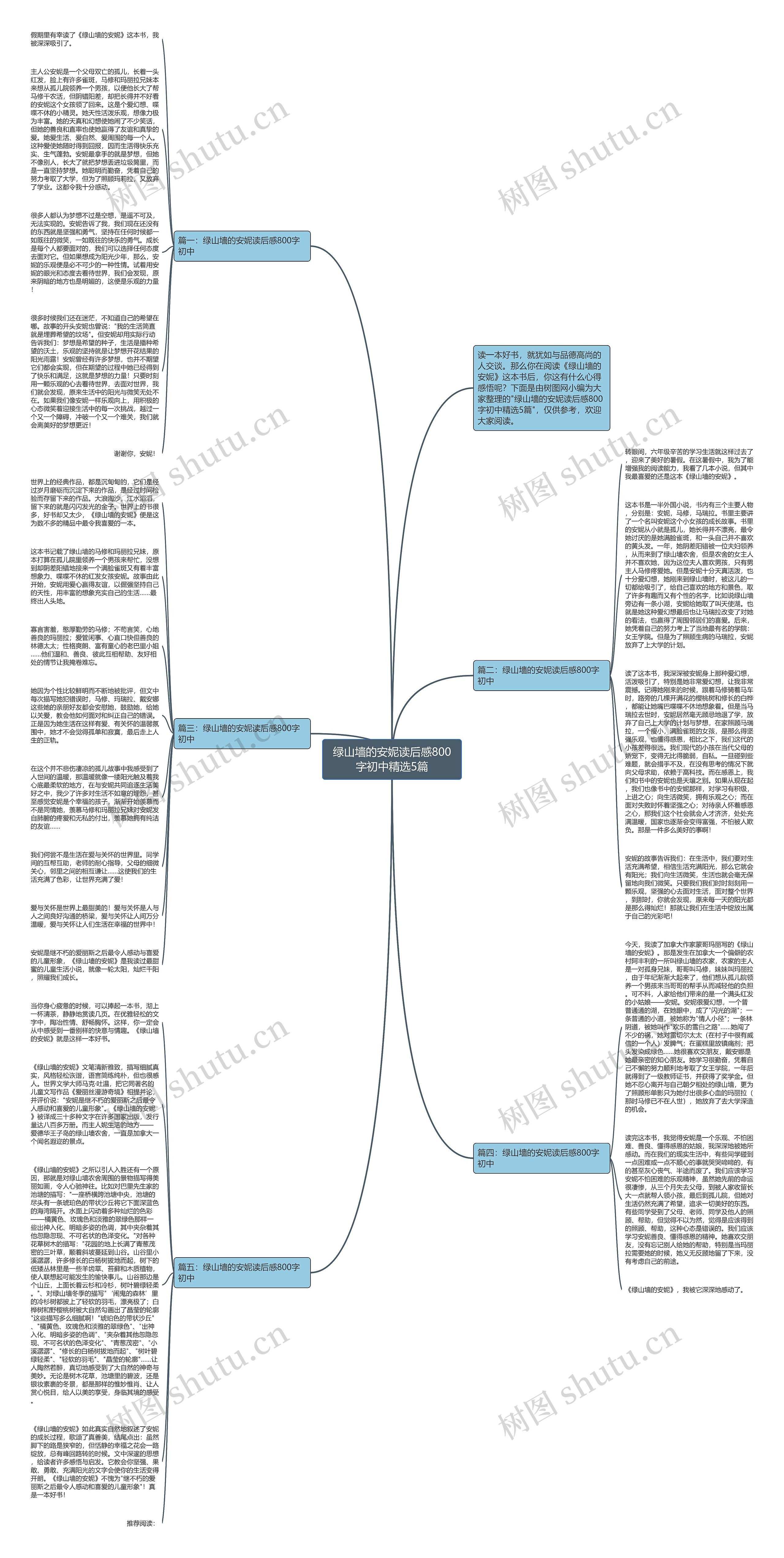 绿山墙的安妮读后感800字初中精选5篇思维导图