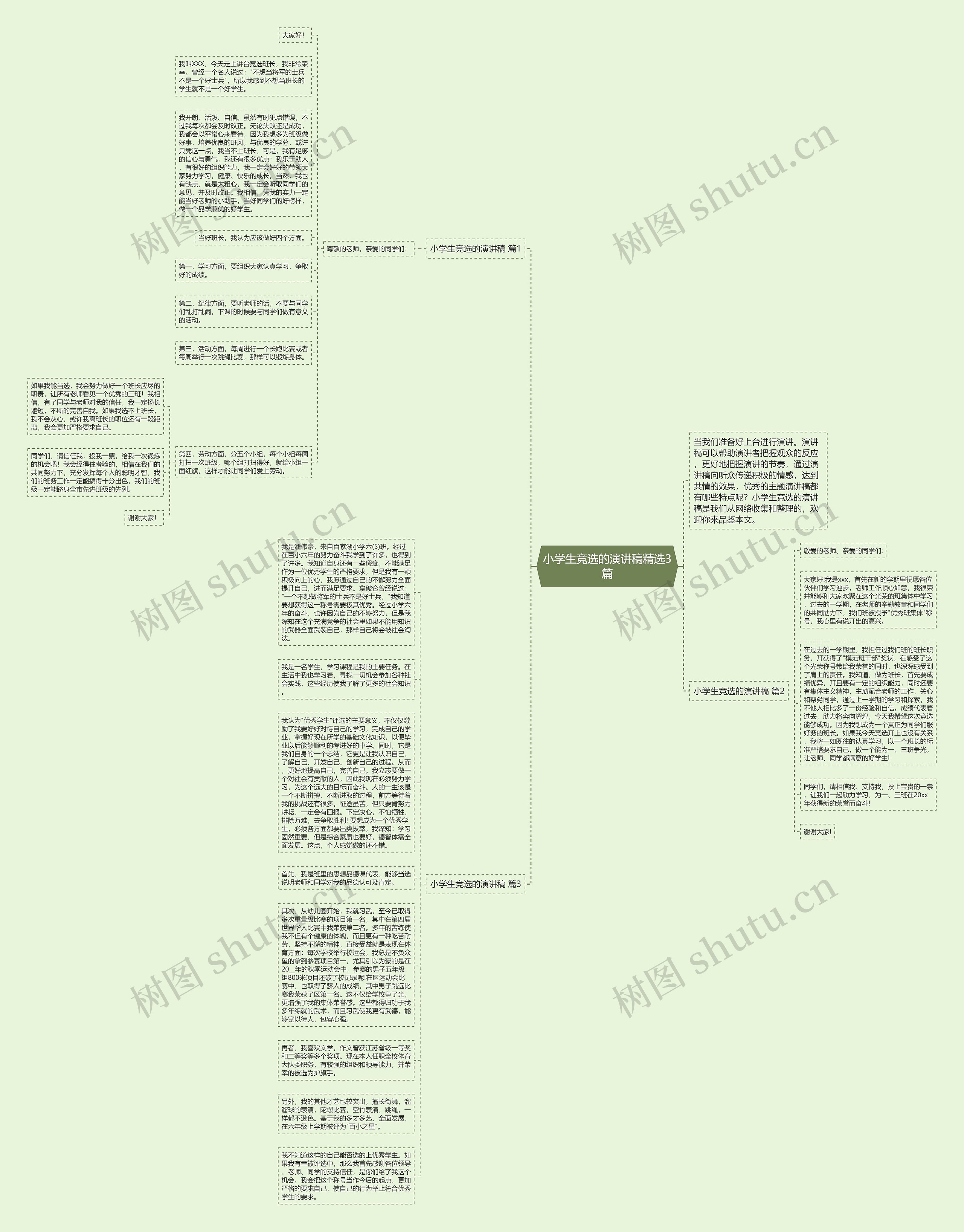小学生竞选的演讲稿精选3篇思维导图