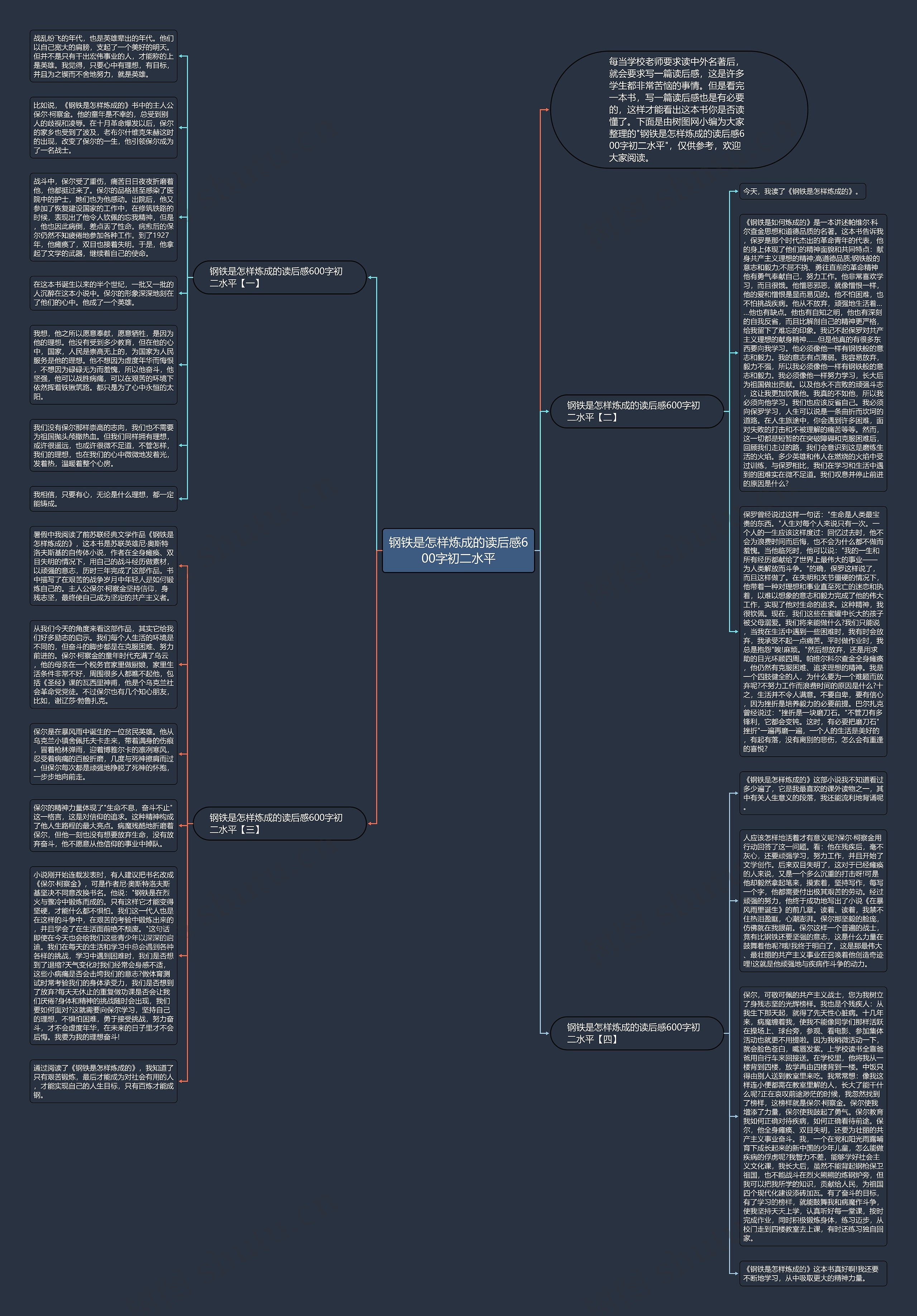 钢铁是怎样炼成的读后感600字初二水平思维导图