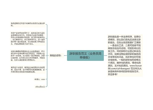 辞职报告范文（业务员简单模板）