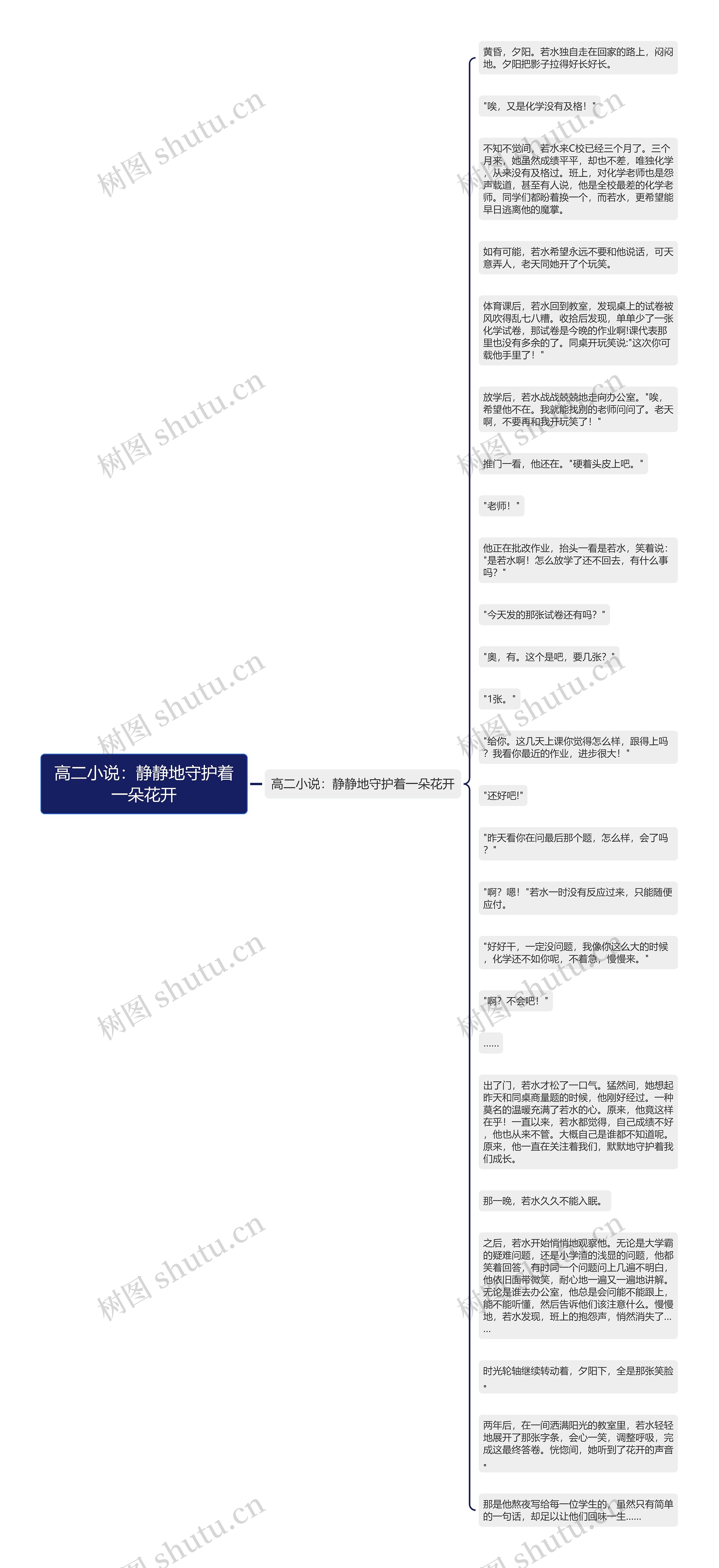 高二小说：静静地守护着一朵花开思维导图