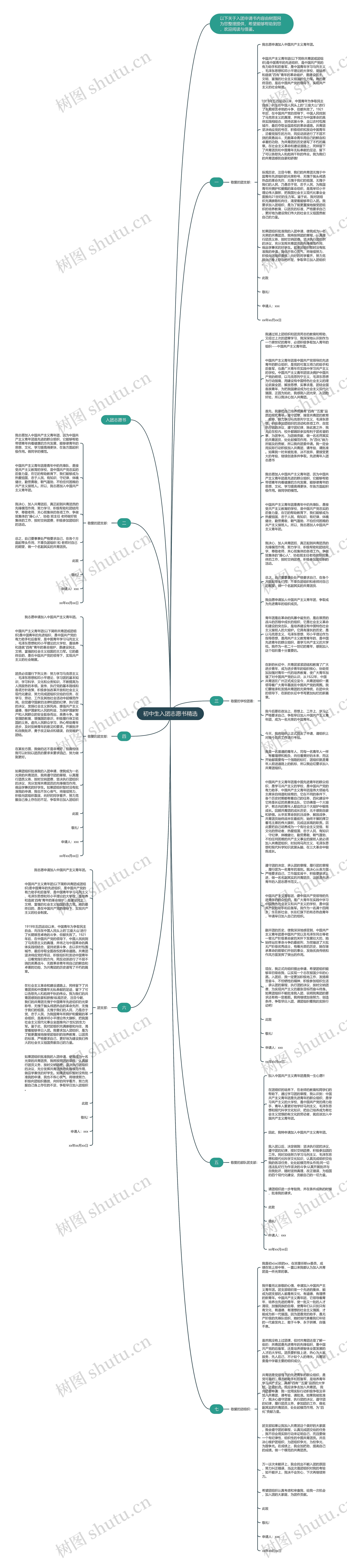 初中生入团志愿书精选思维导图