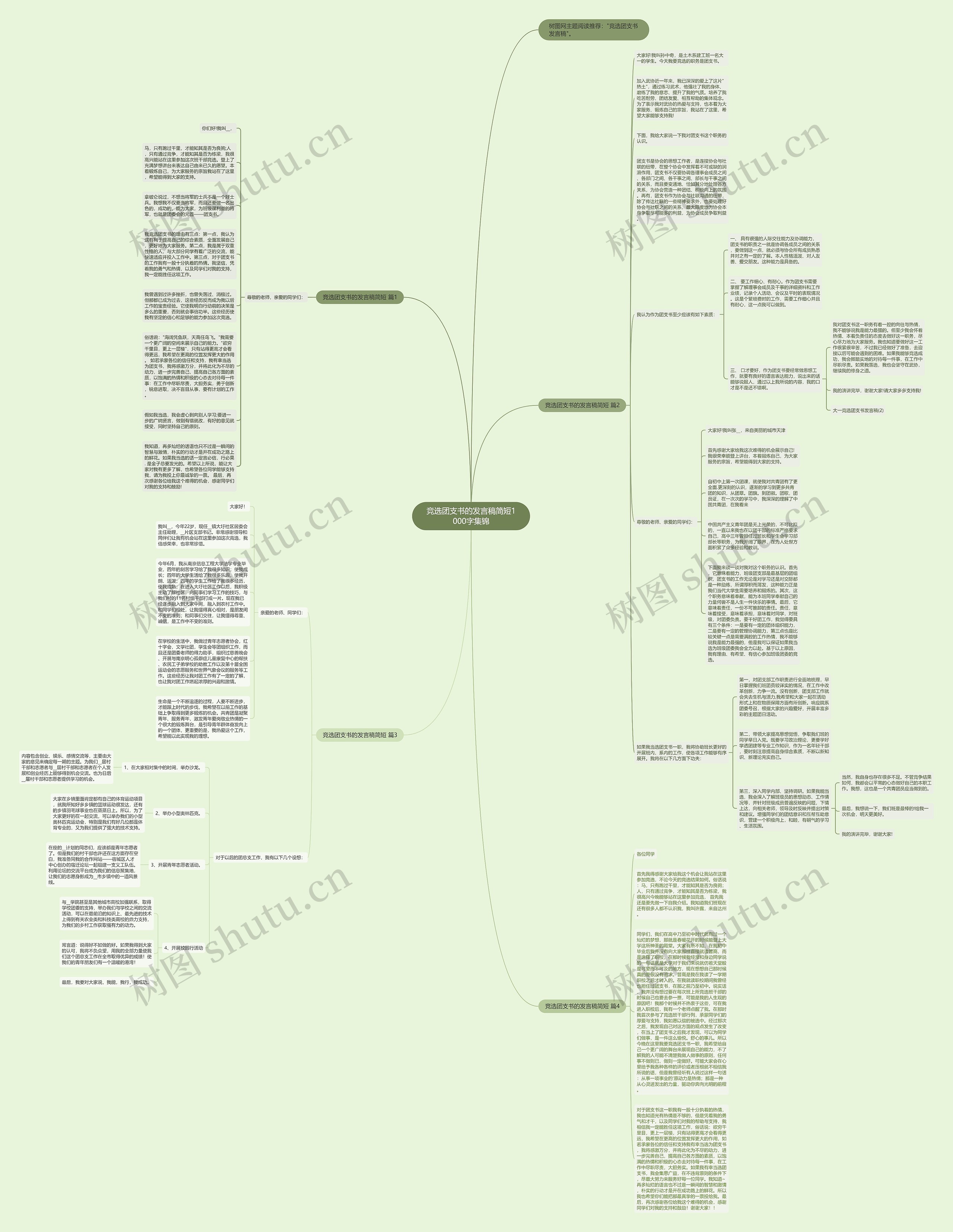 竞选团支书的发言稿简短1000字集锦思维导图