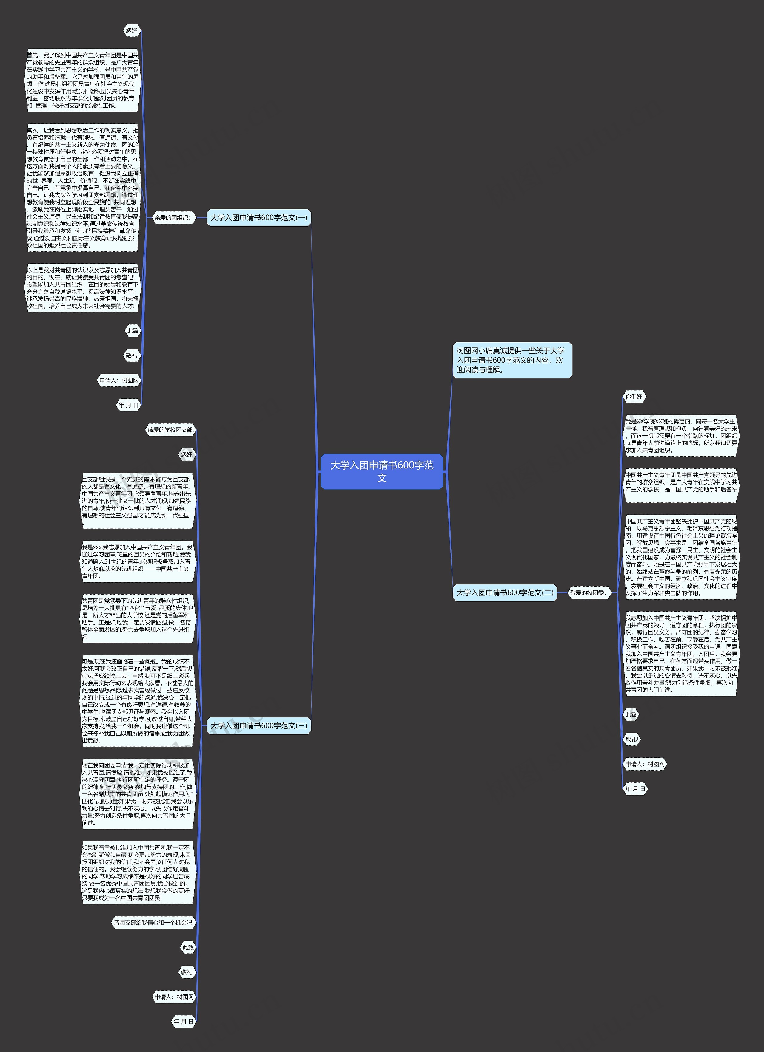 大学入团申请书600字范文思维导图