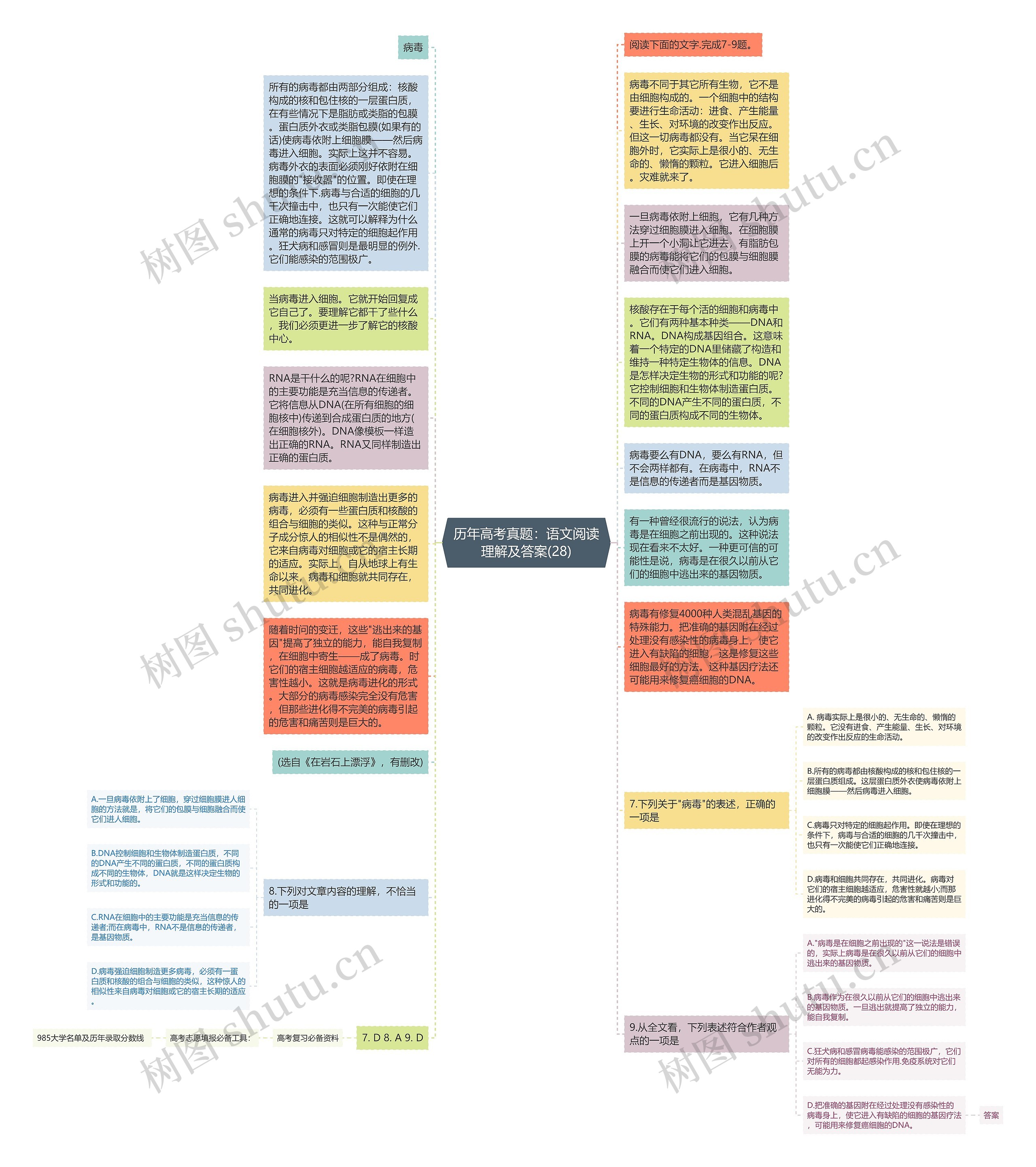 历年高考真题：语文阅读理解及答案(28)思维导图