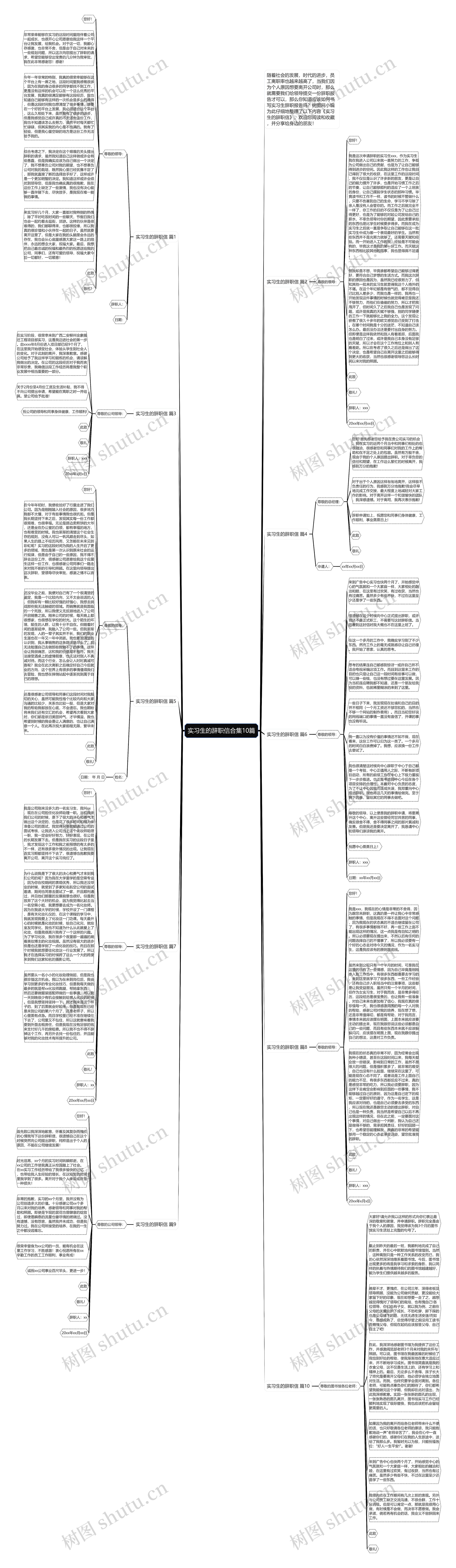 实习生的辞职信合集10篇思维导图