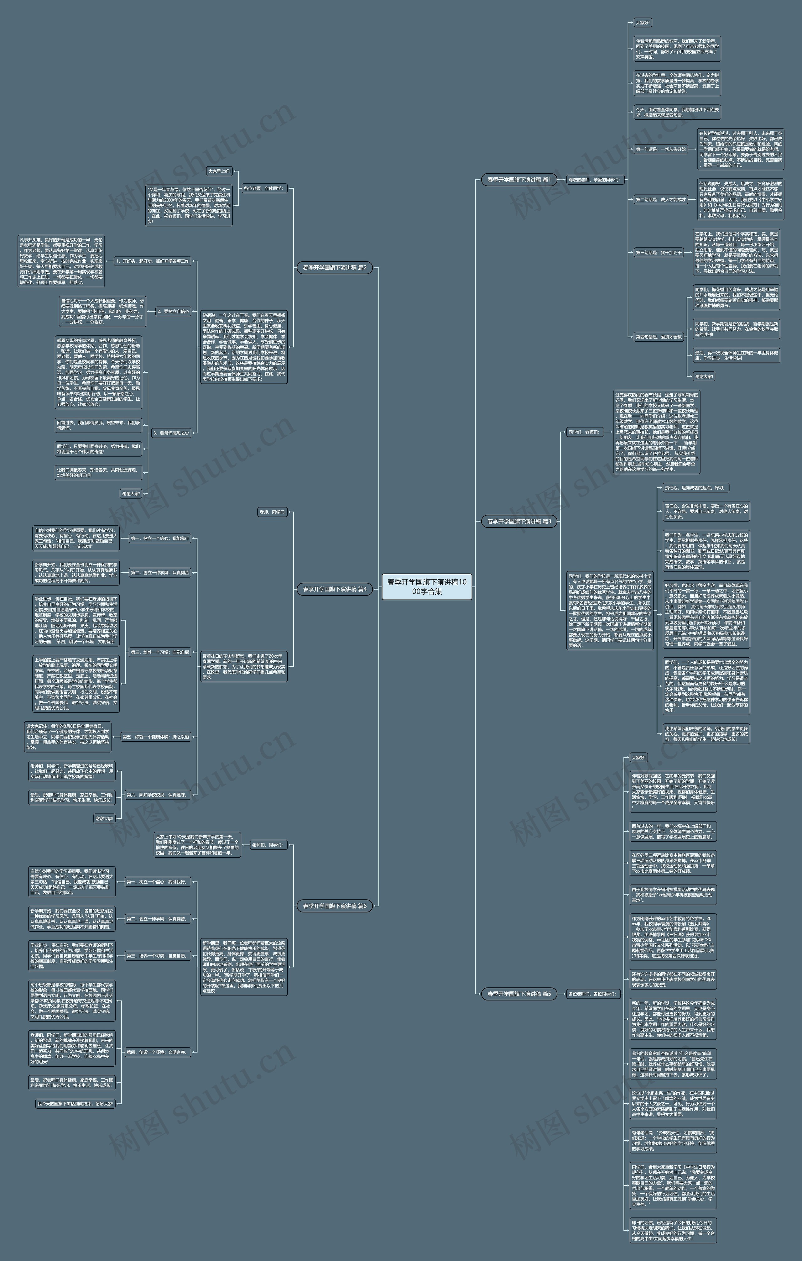 春季开学国旗下演讲稿1000字合集思维导图