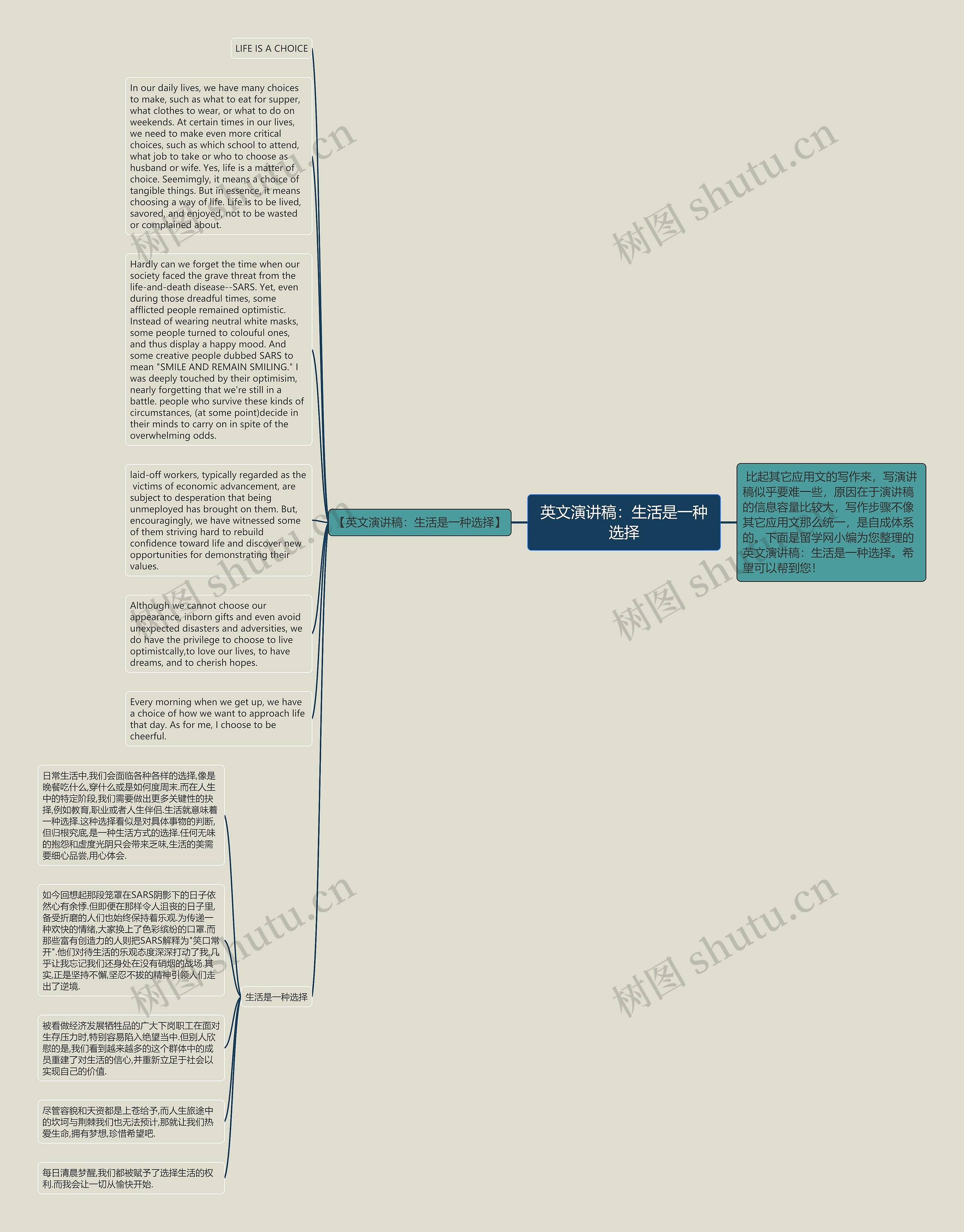 英文演讲稿：生活是一种选择思维导图