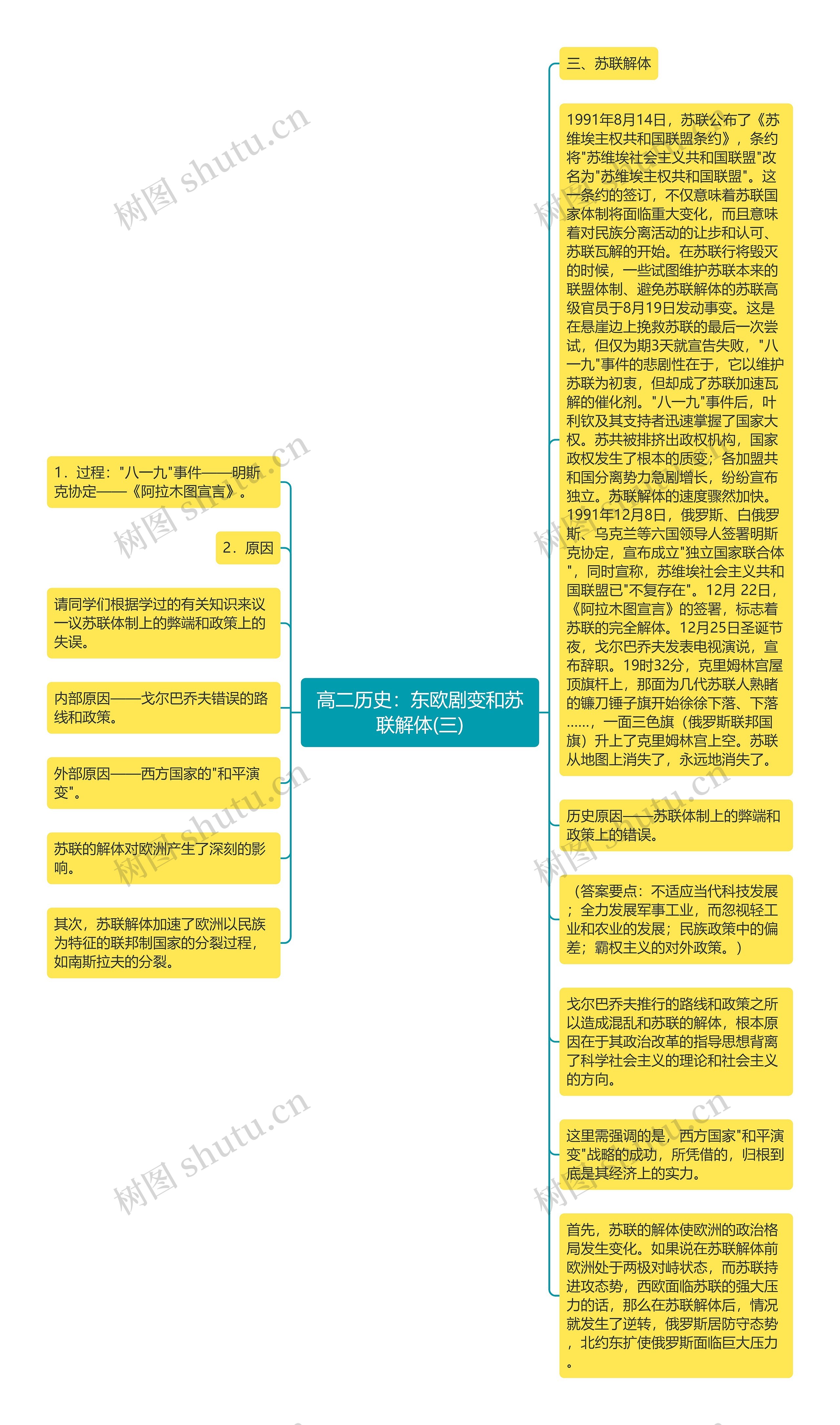 高二历史：东欧剧变和苏联解体(三)思维导图