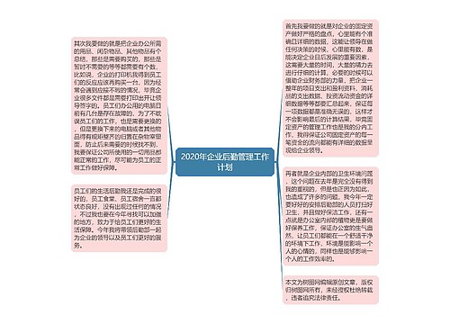 2020年企业后勤管理工作计划