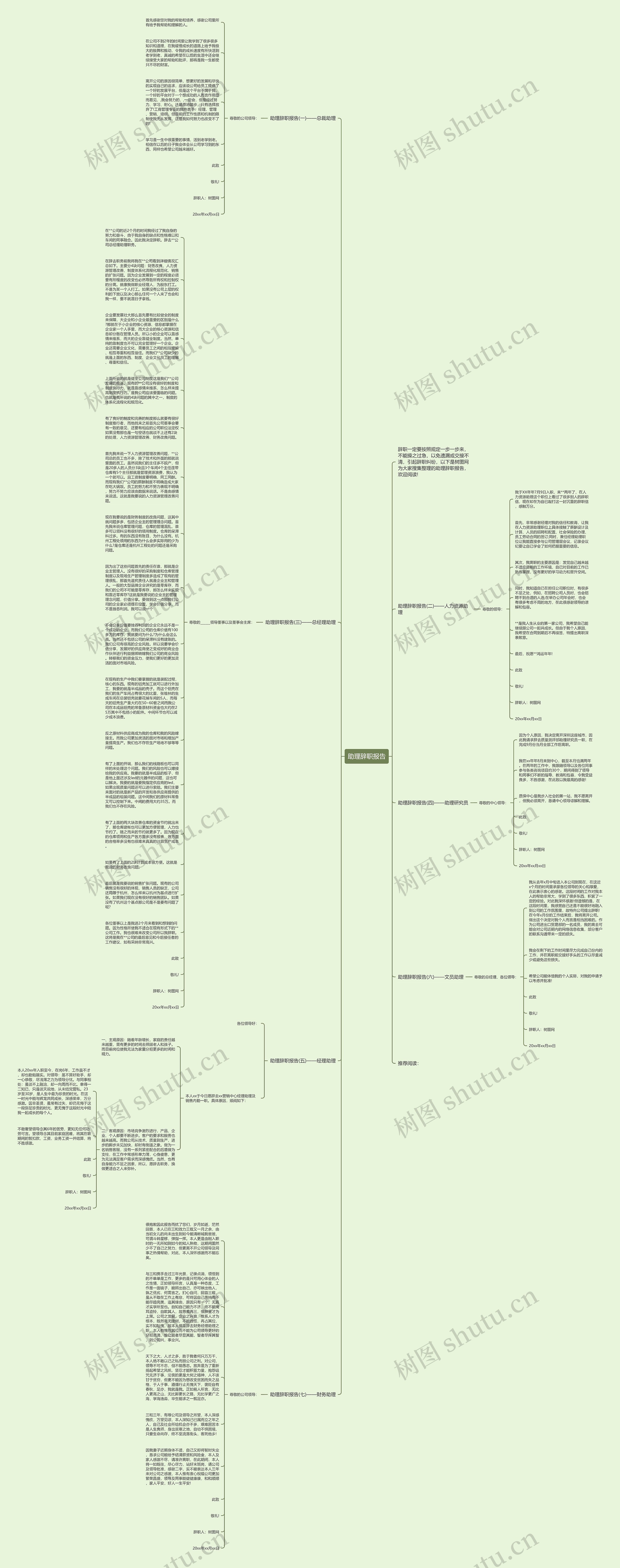 助理辞职报告思维导图