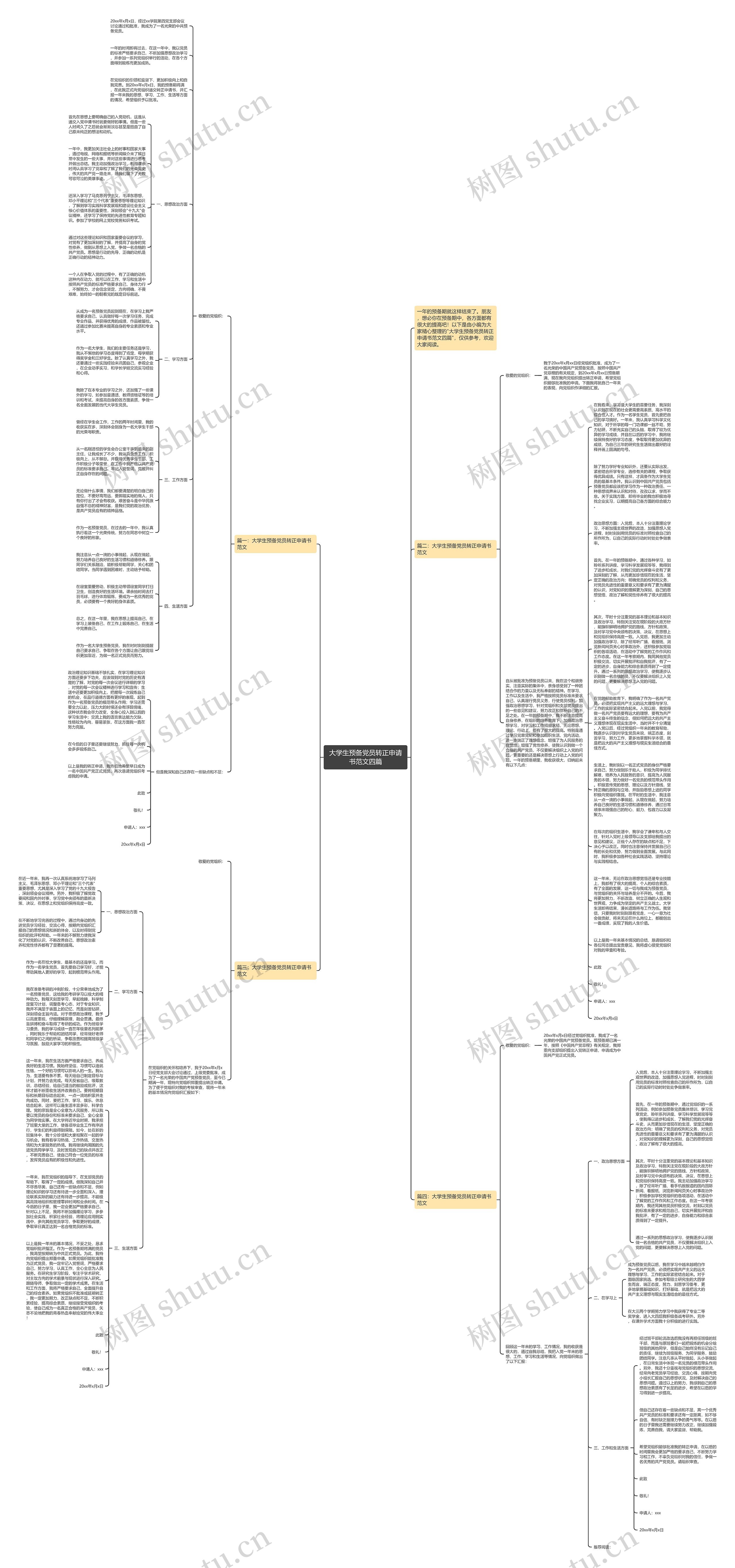 大学生预备党员转正申请书范文四篇思维导图