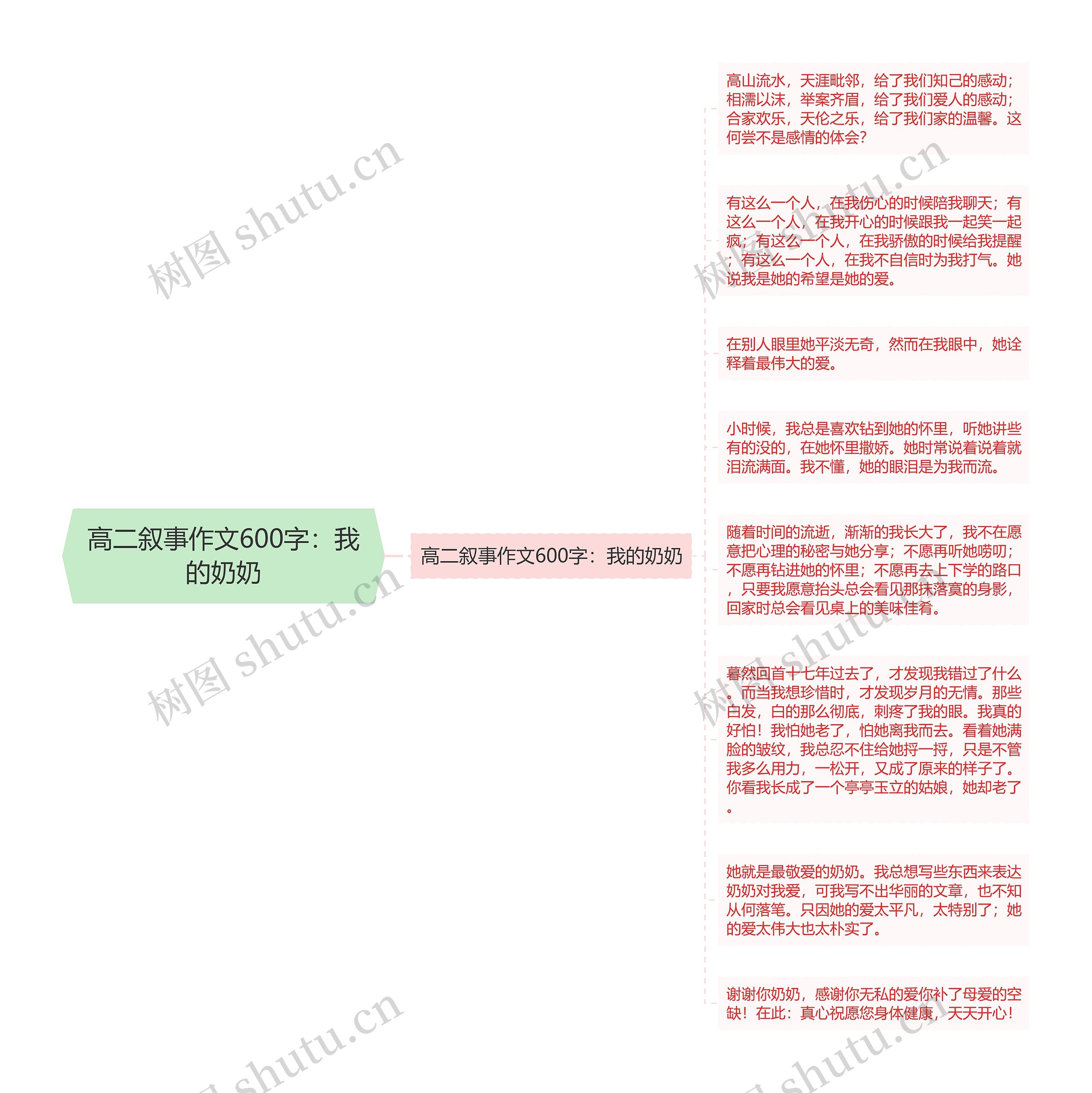 高二叙事作文600字：我的奶奶思维导图