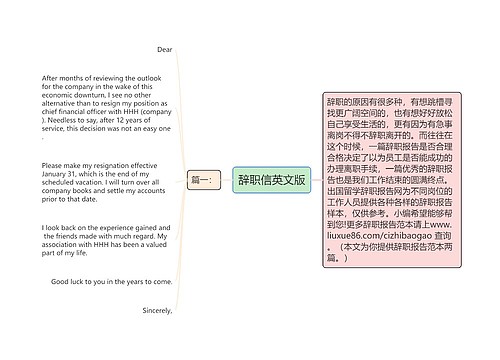 辞职信英文版