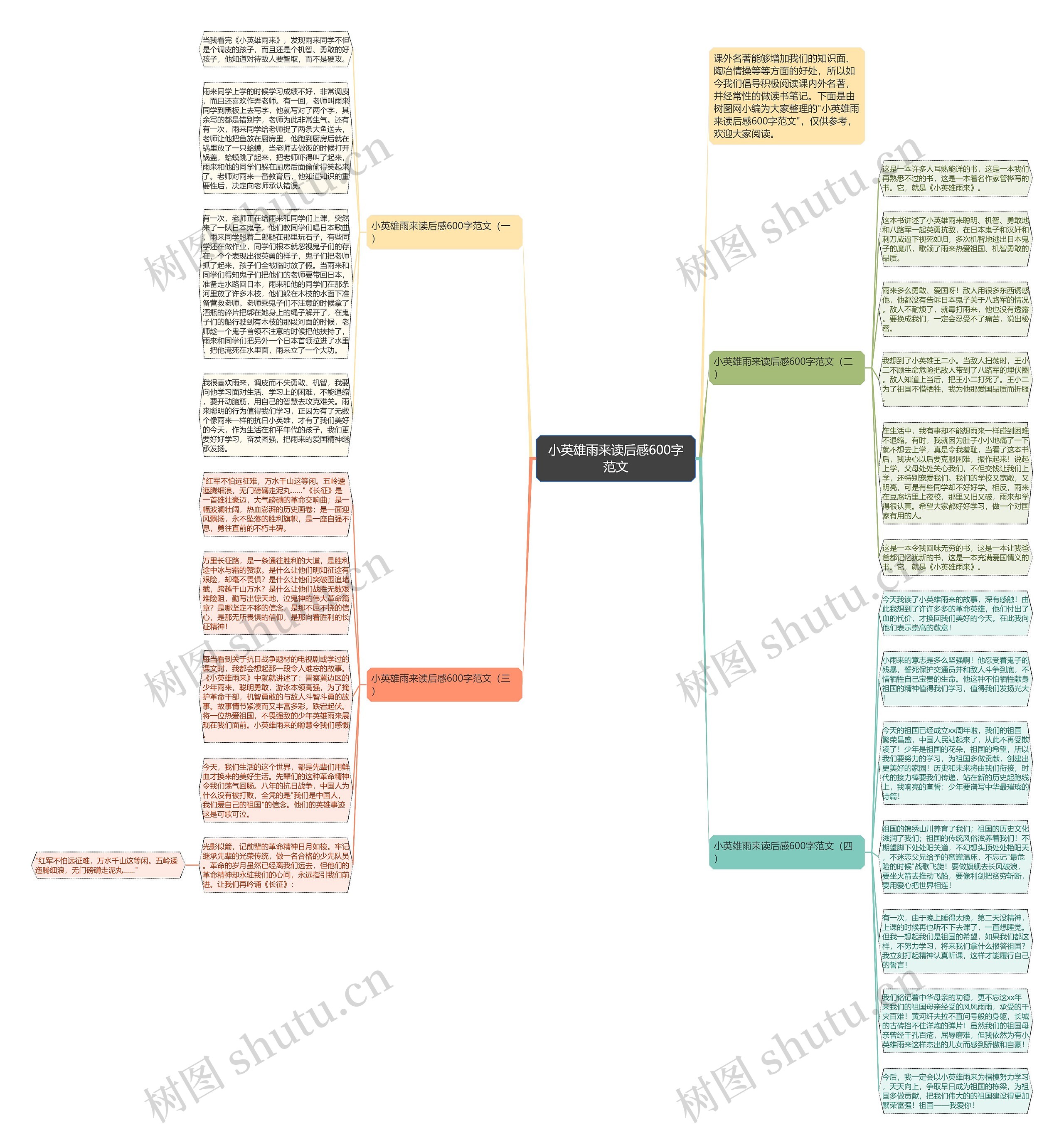小英雄雨来读后感600字范文思维导图