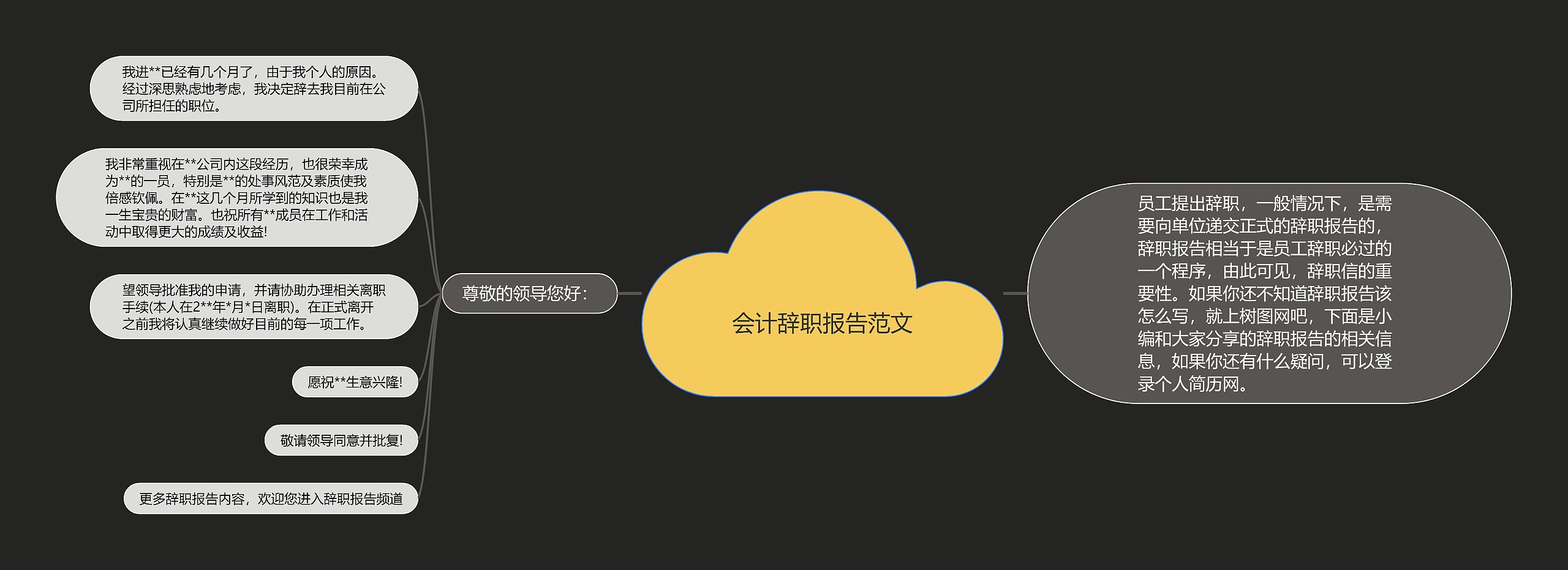 会计辞职报告范文思维导图