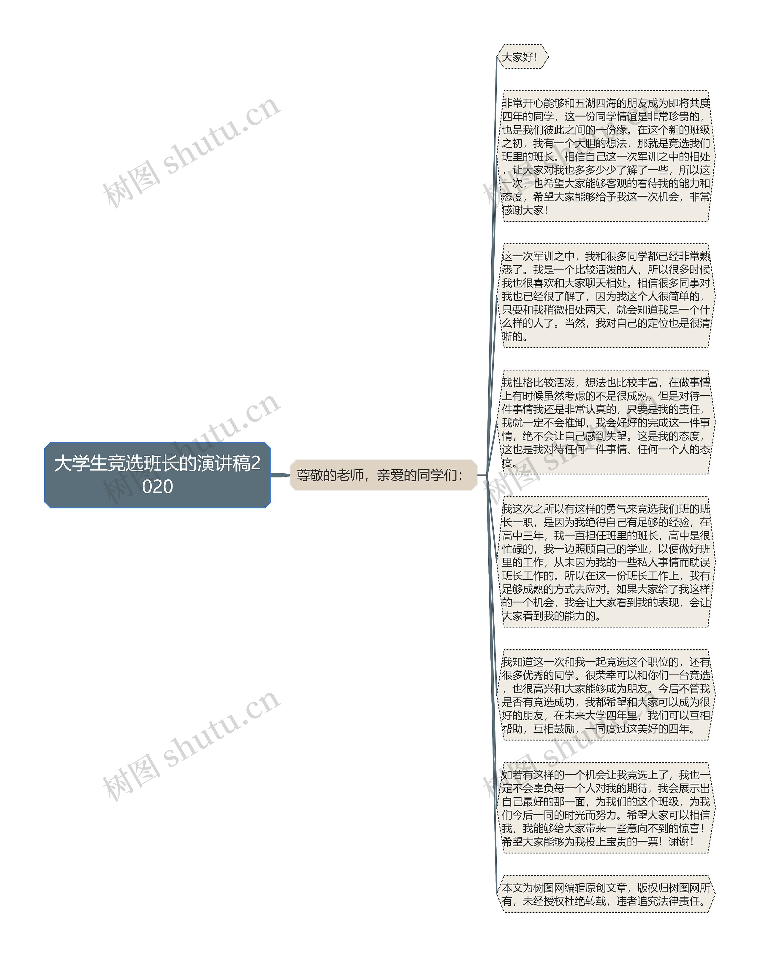 大学生竞选班长的演讲稿2020思维导图