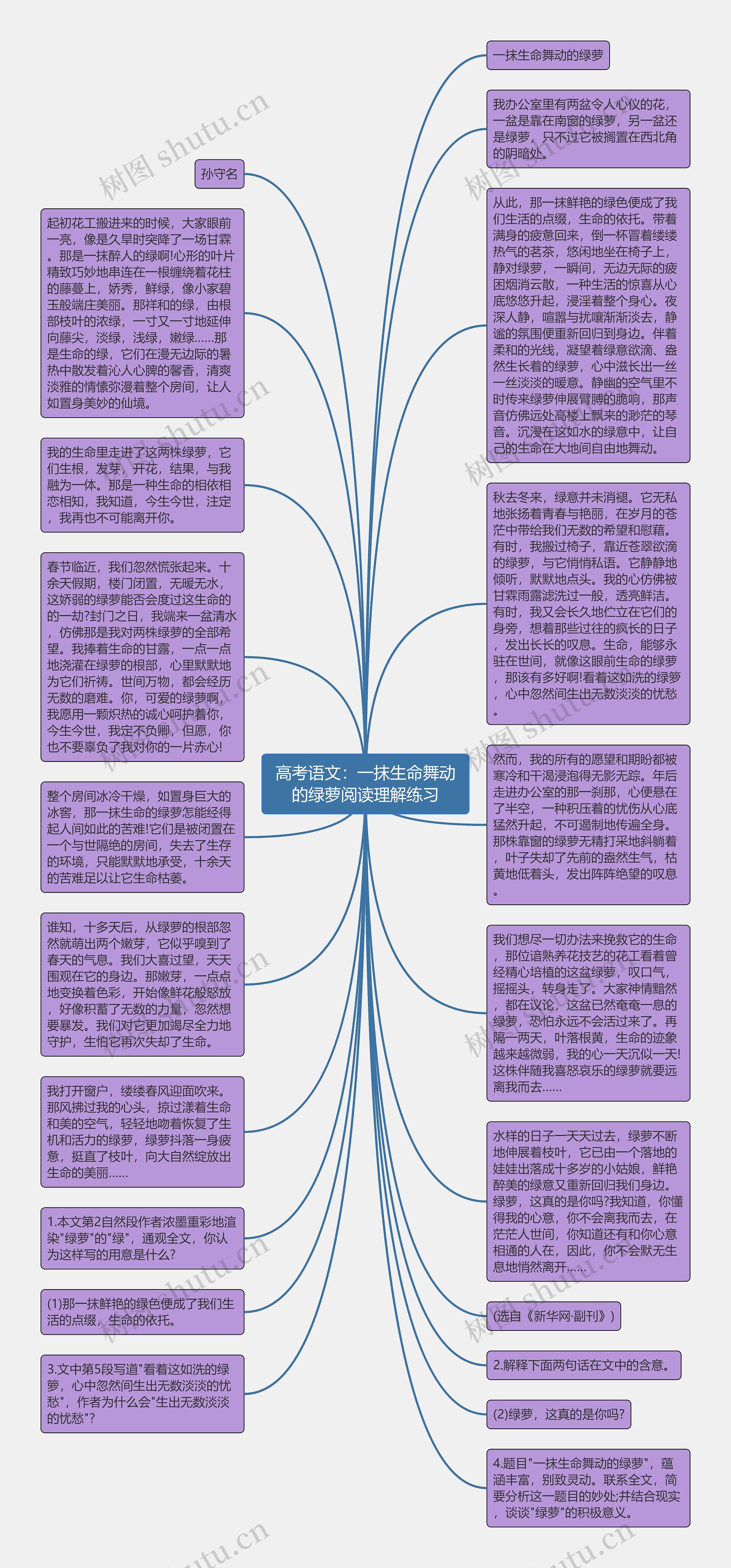 高考语文：一抹生命舞动的绿萝阅读理解练习