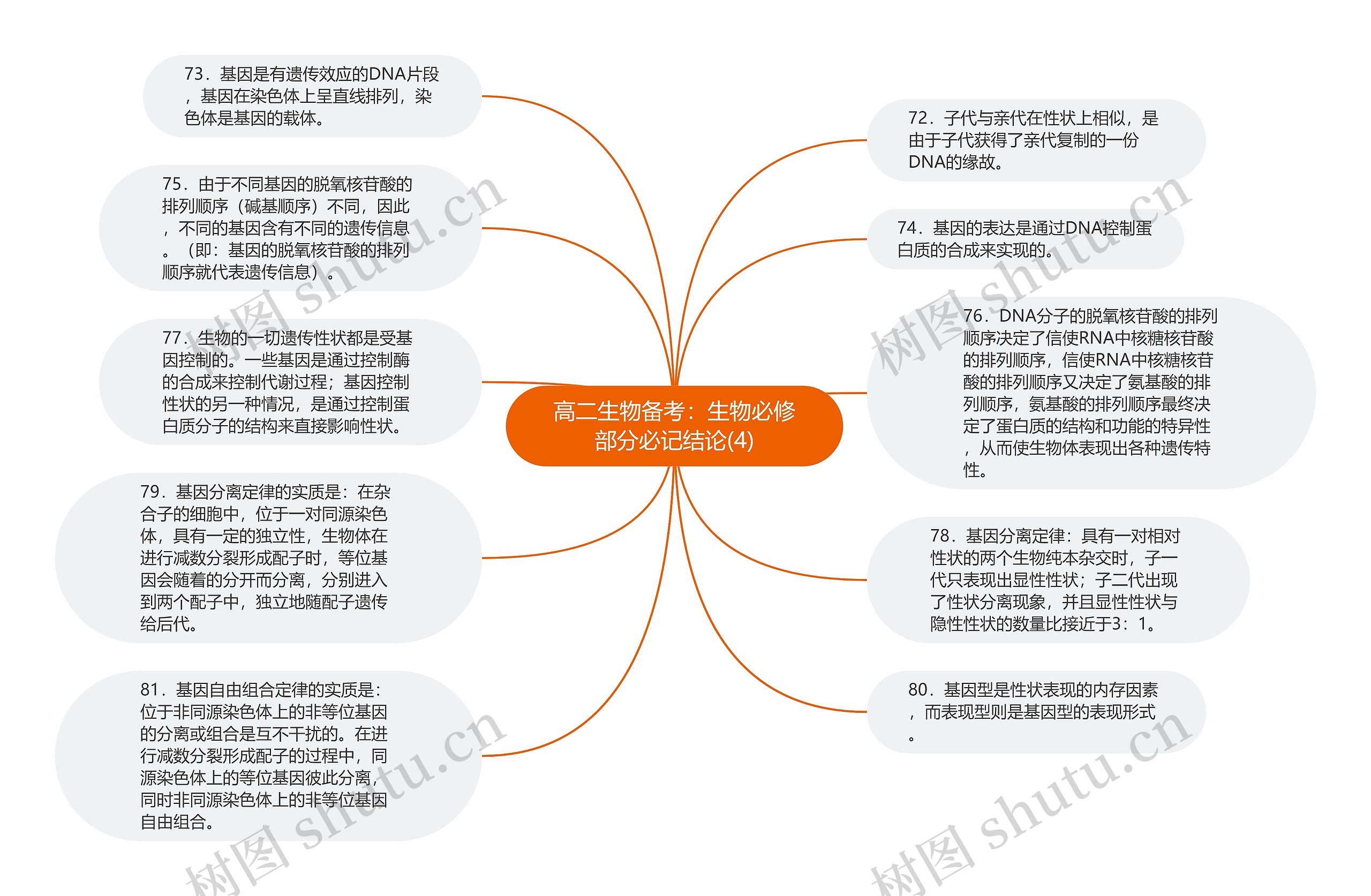 高二生物备考：生物必修部分必记结论(4)思维导图