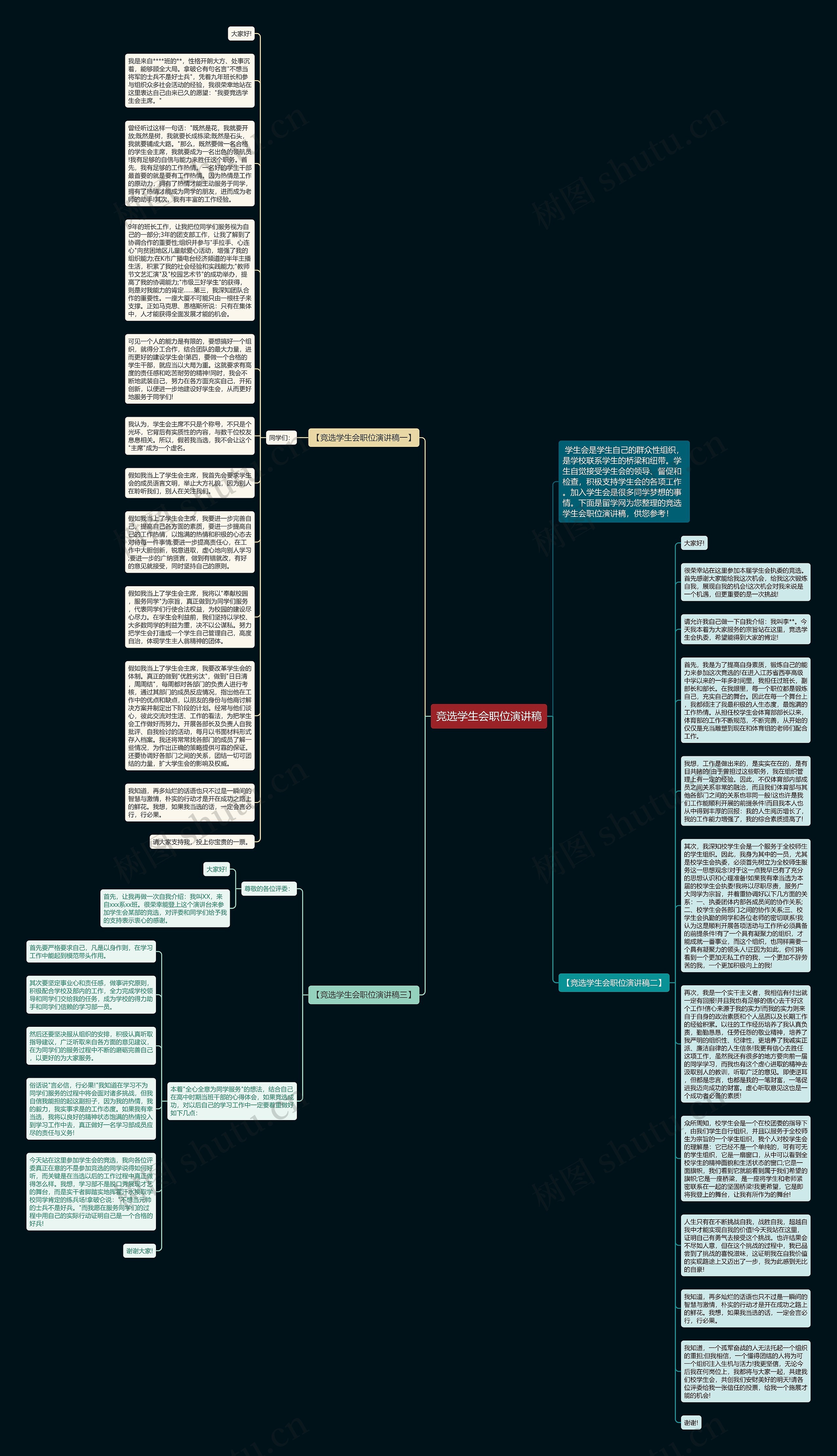 竞选学生会职位演讲稿思维导图