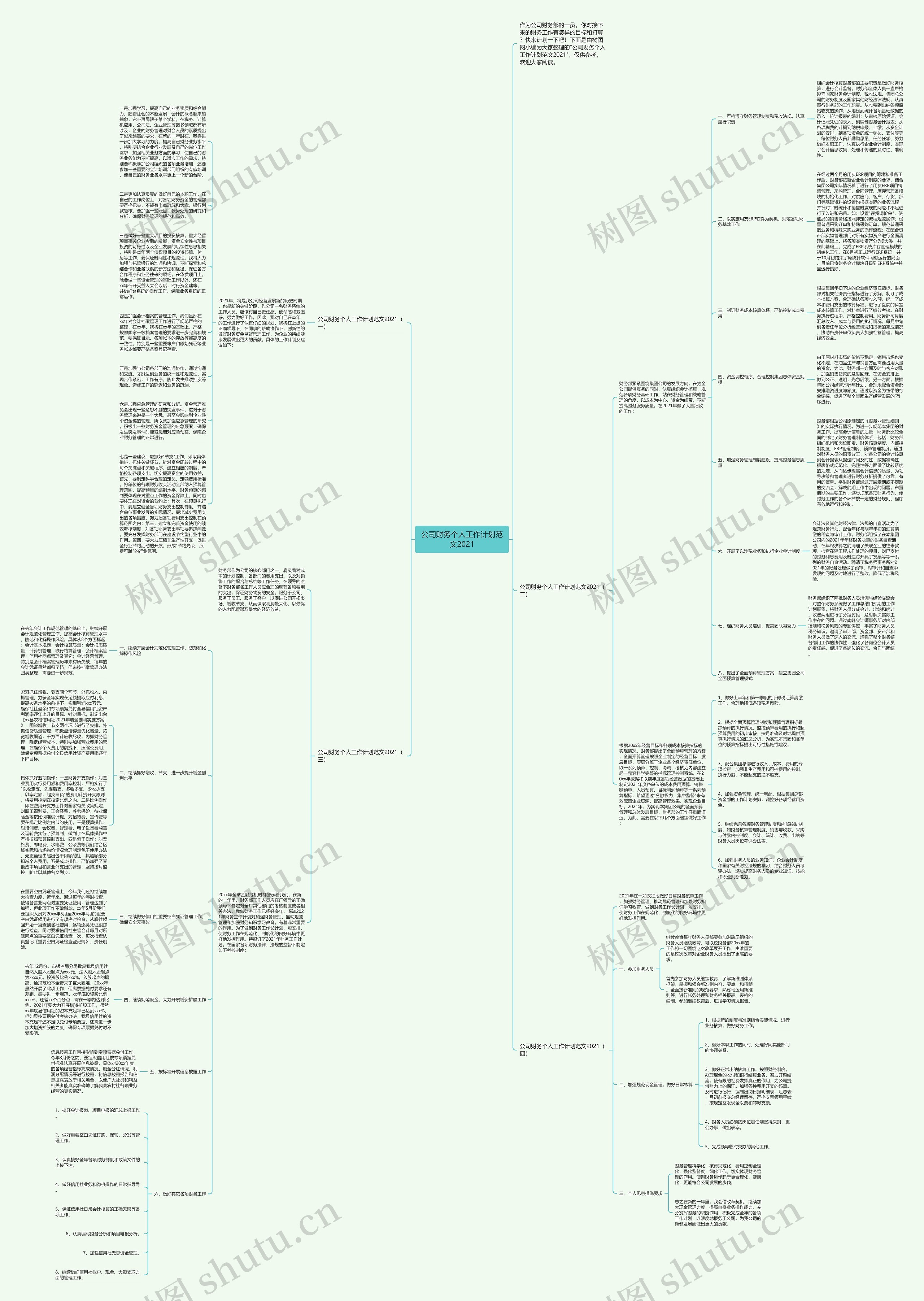 公司财务个人工作计划范文2021思维导图