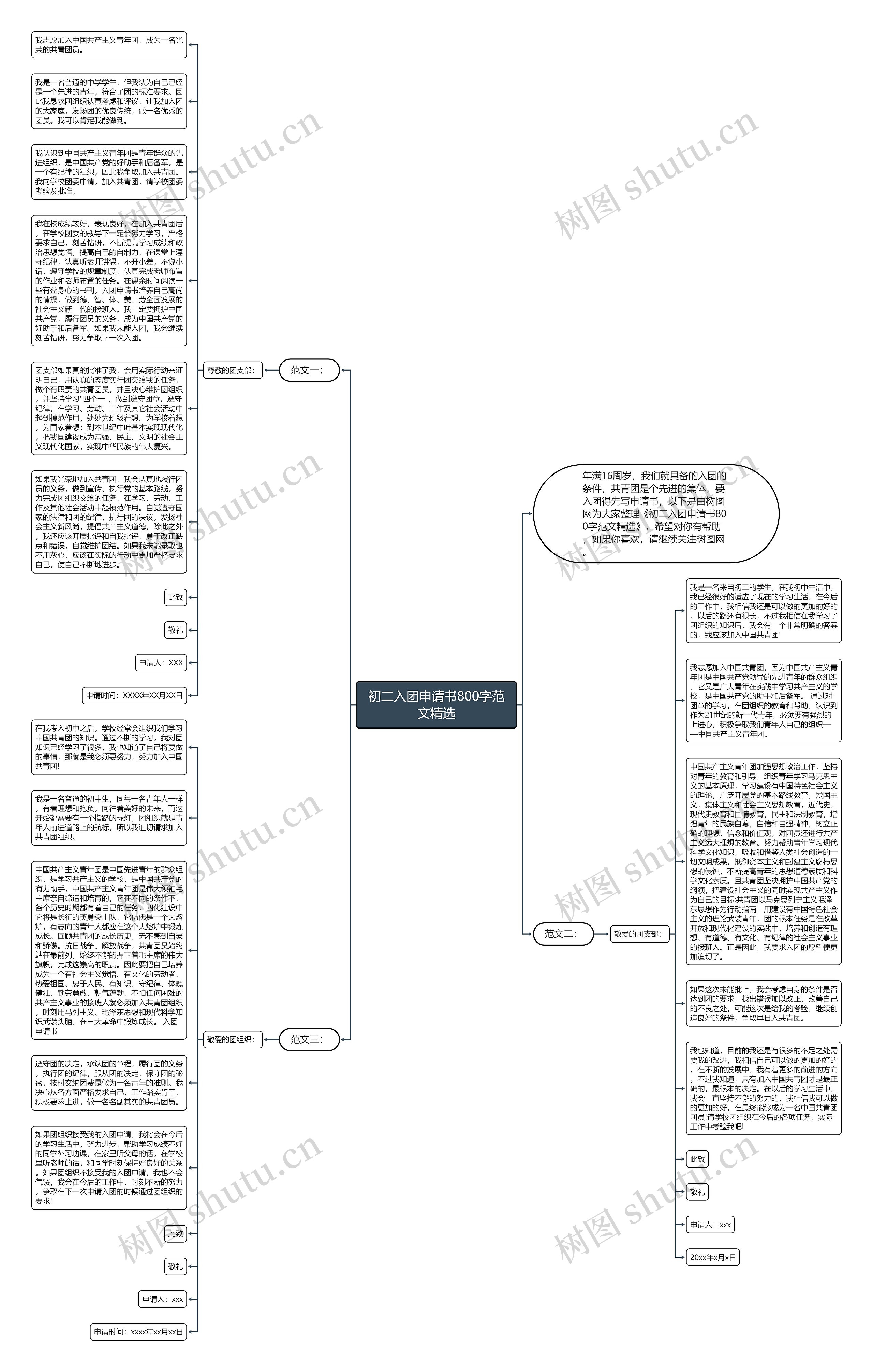 初二入团申请书800字范文精选思维导图