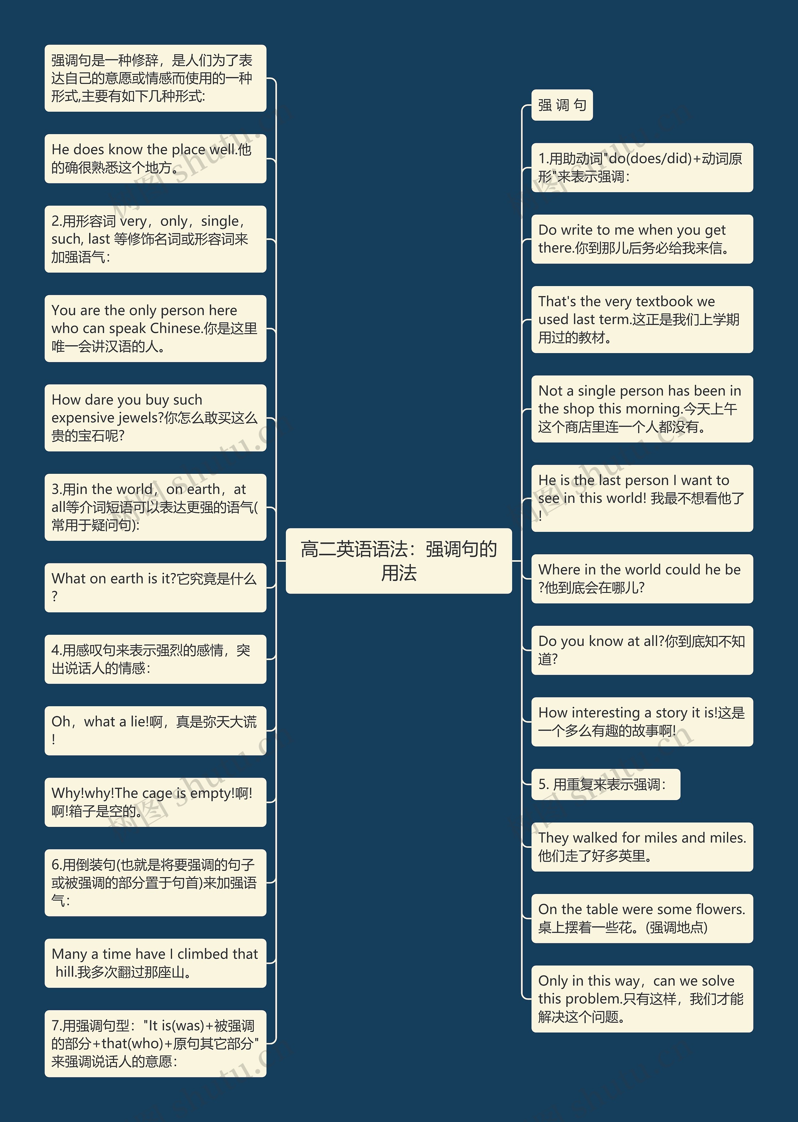 高二英语语法：强调句的用法思维导图