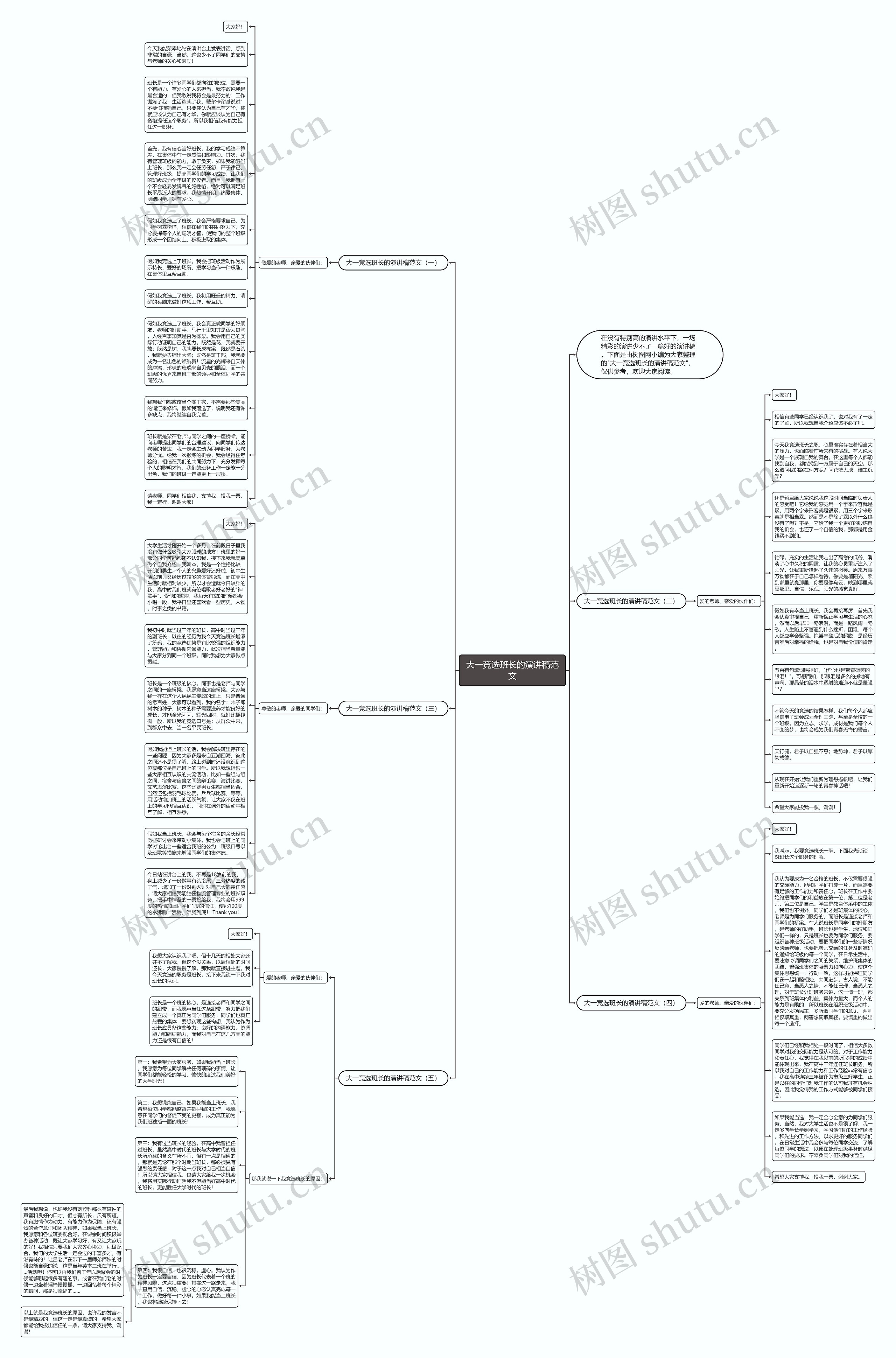 大一竞选班长的演讲稿范文思维导图