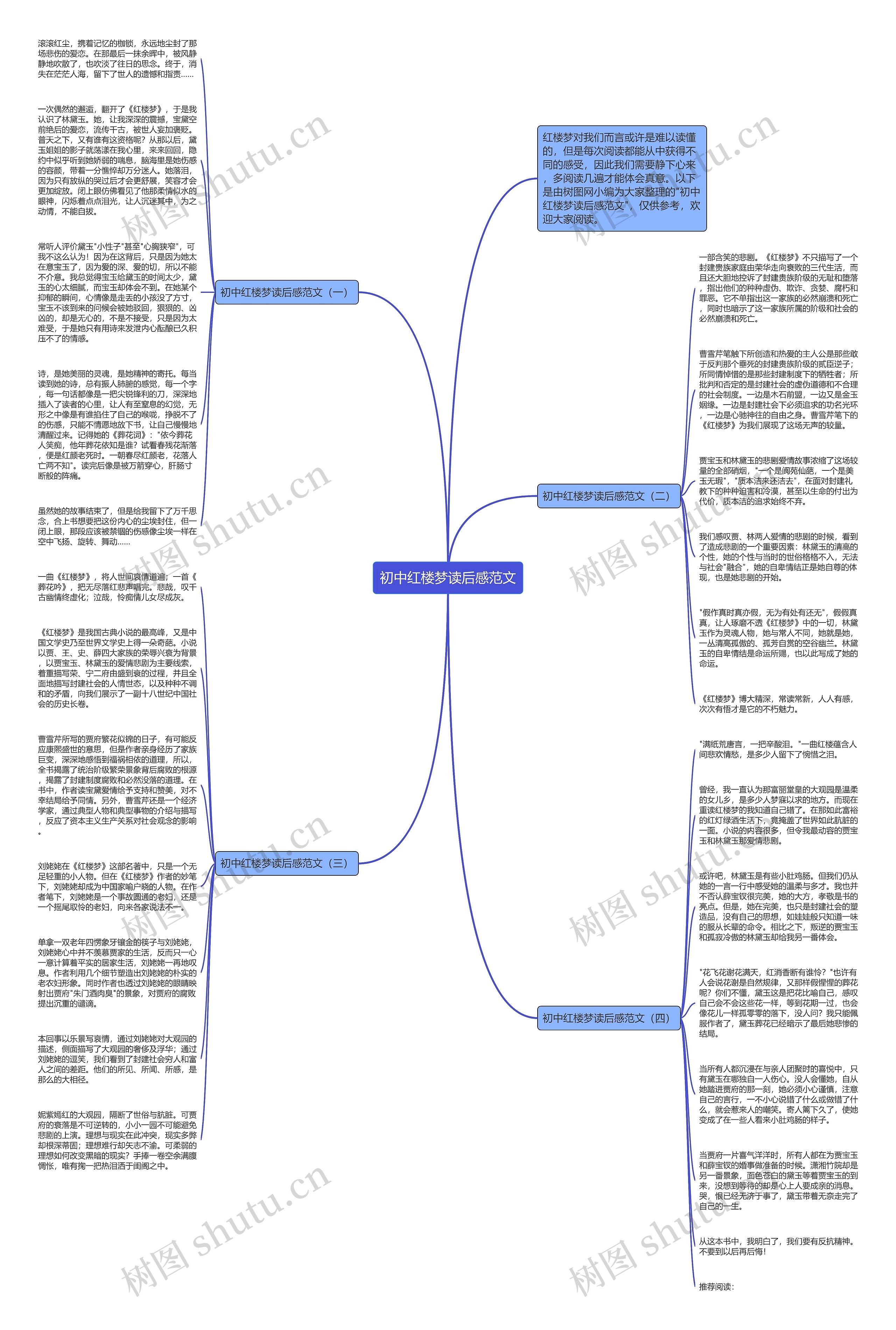 初中红楼梦读后感范文思维导图